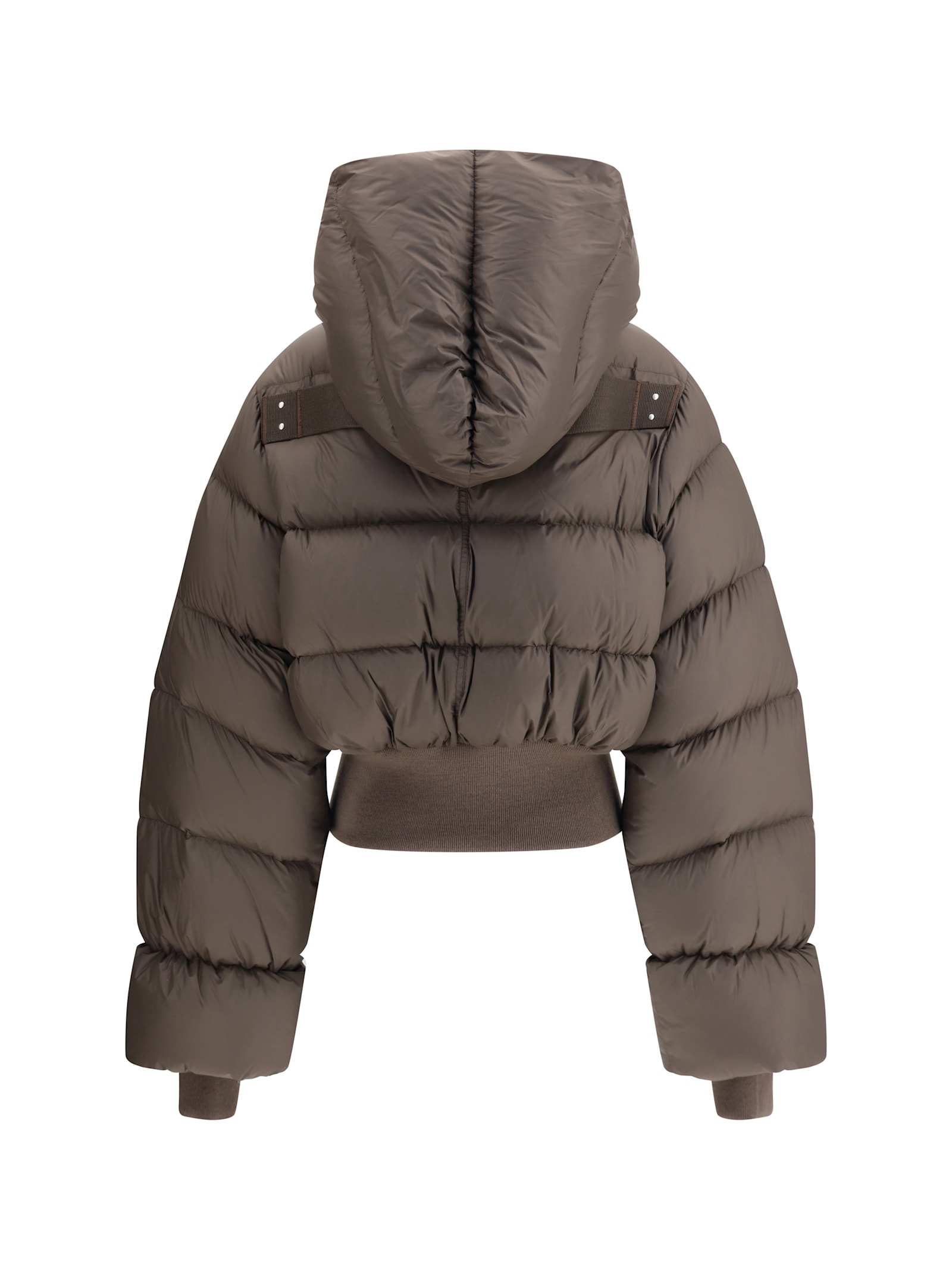 Rick Owens Hooded Down Jacket In Brown