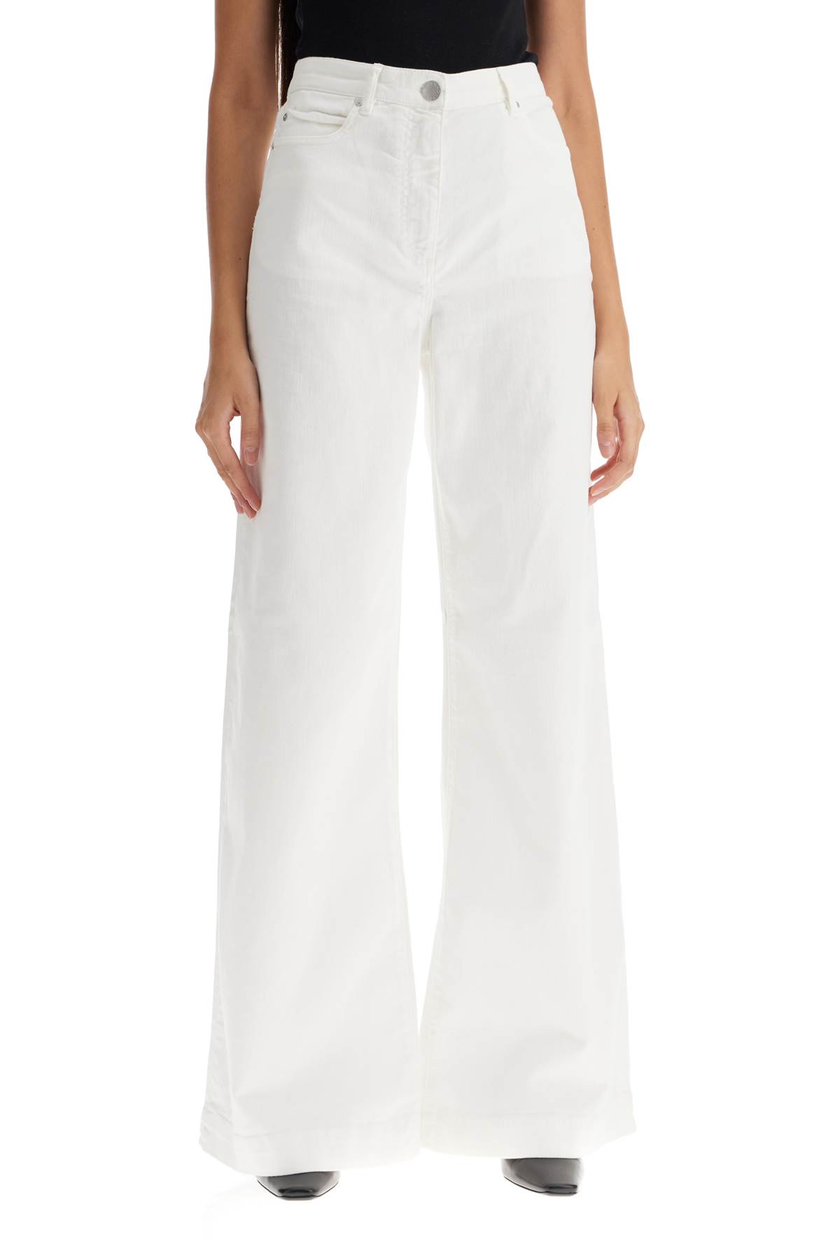 PINKO WIDE LEG TWILL TROUSERS IN ITALIAN 