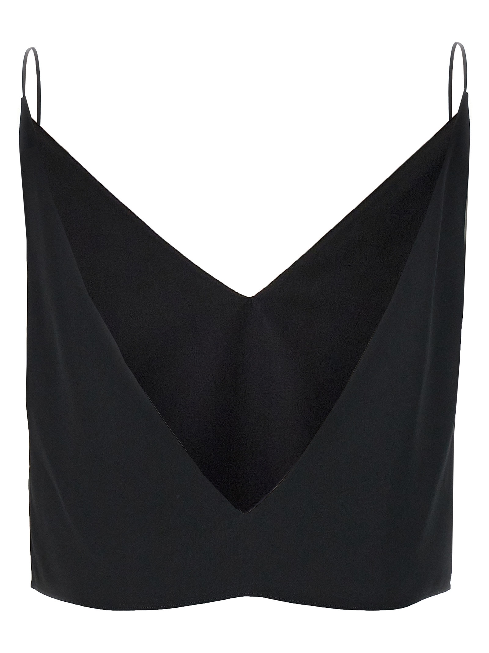Shop Saint Laurent Silk Cropped Top In Black