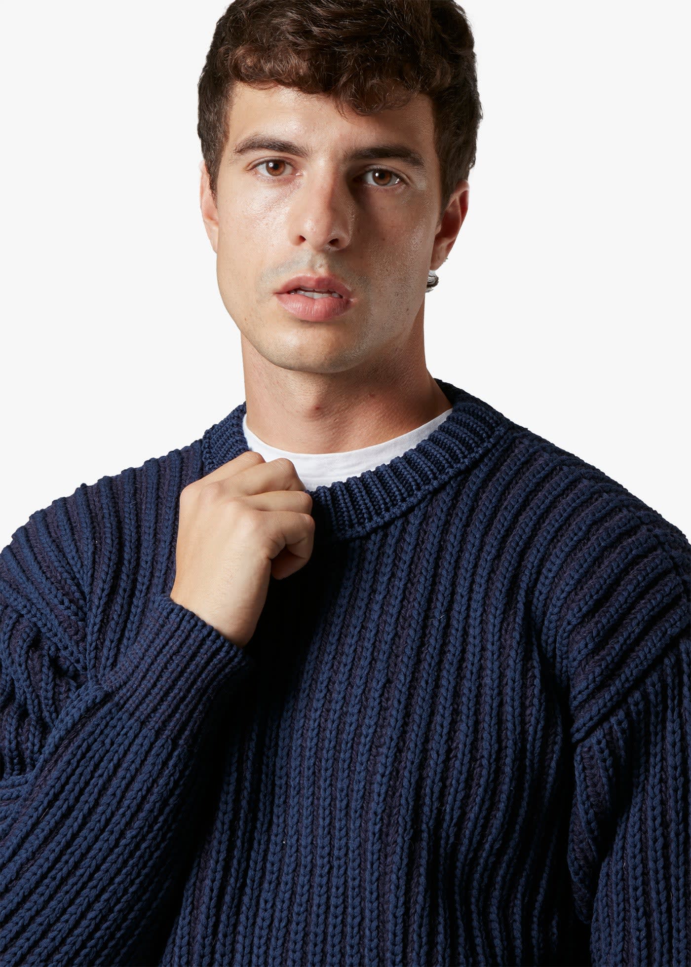 Doppiaa Aappio Round-necked Sweater In Blue