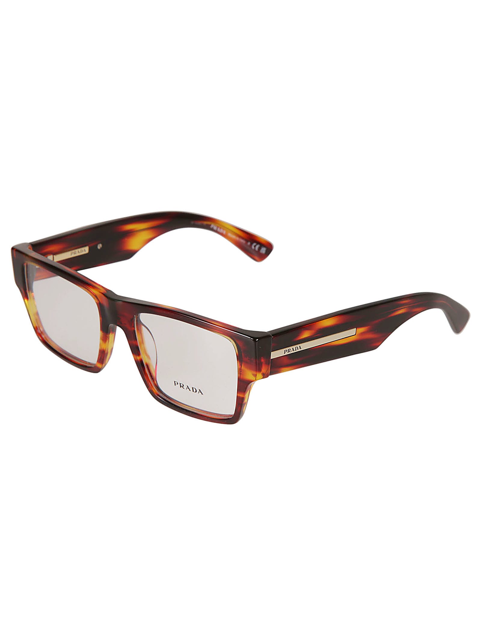 Shop Prada Square Frame Flame Effect Glasses In 13o1o1