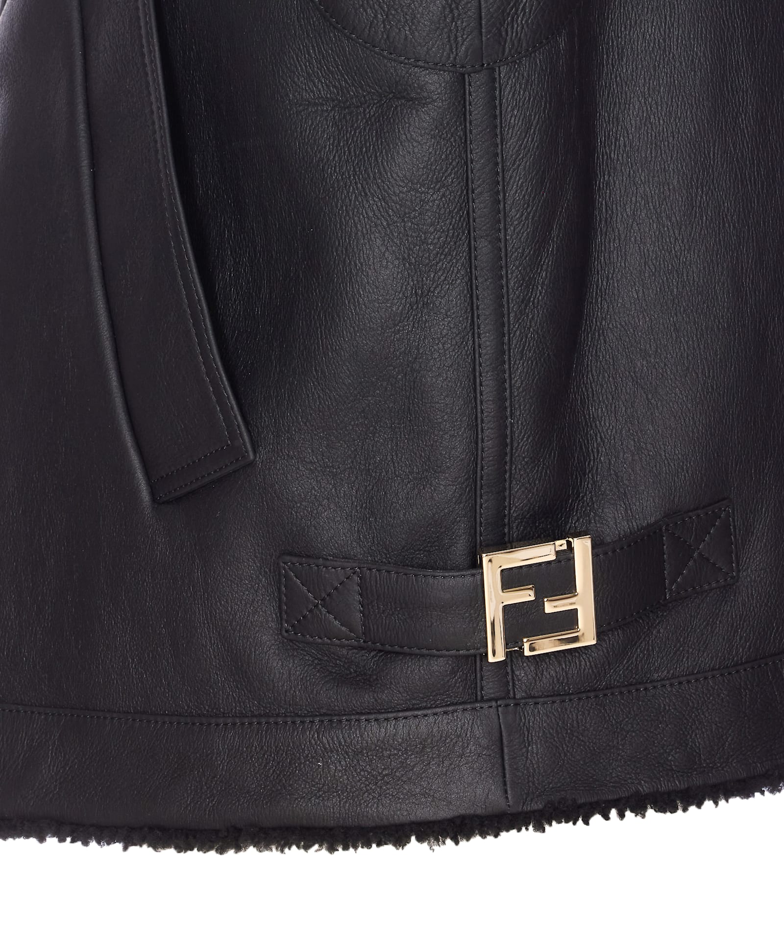 Fendi Ff Buckles Leather Vest In Black
