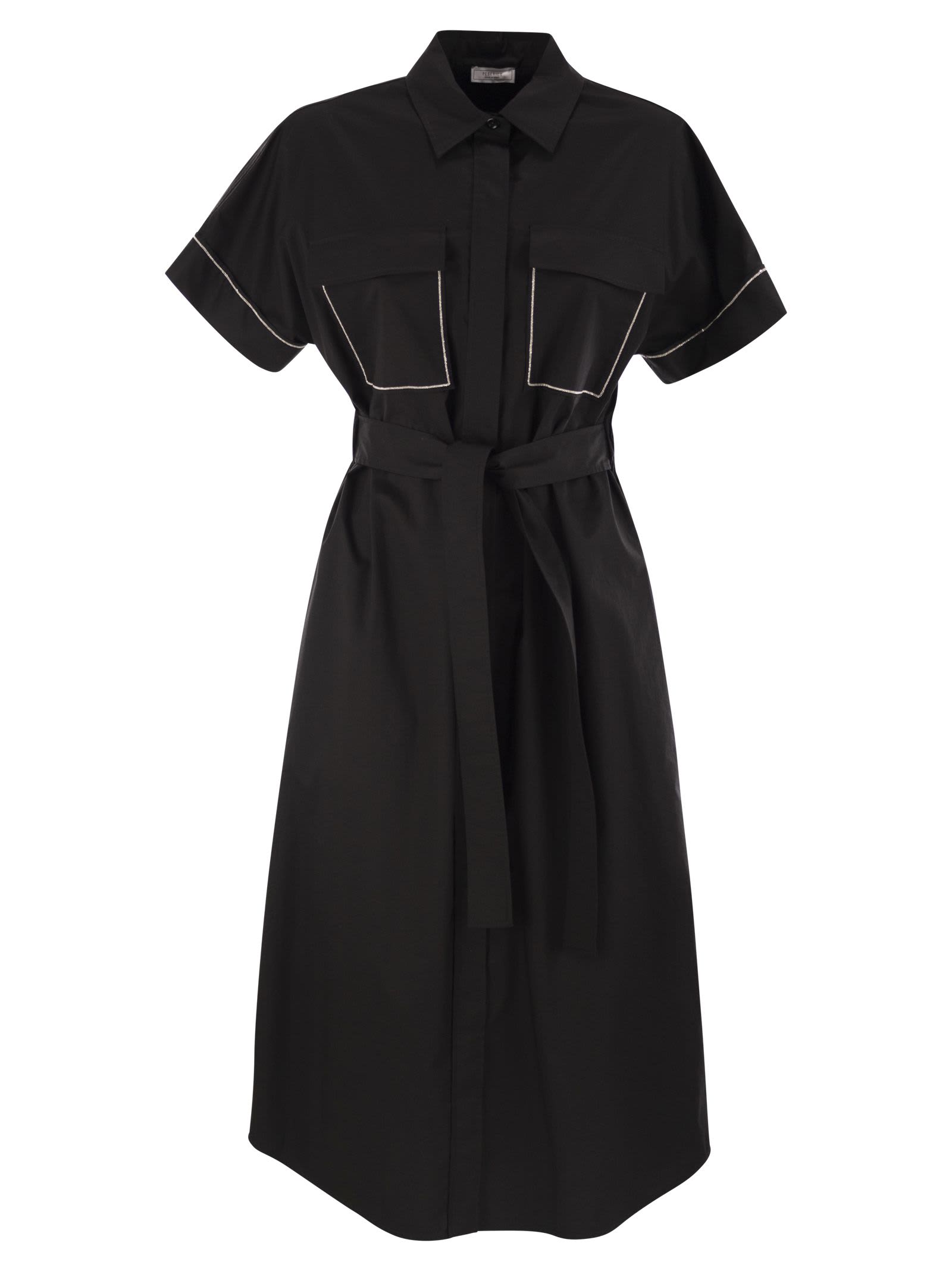 Shop Peserico Light Stretch Cotton Satin Chemisier Dress