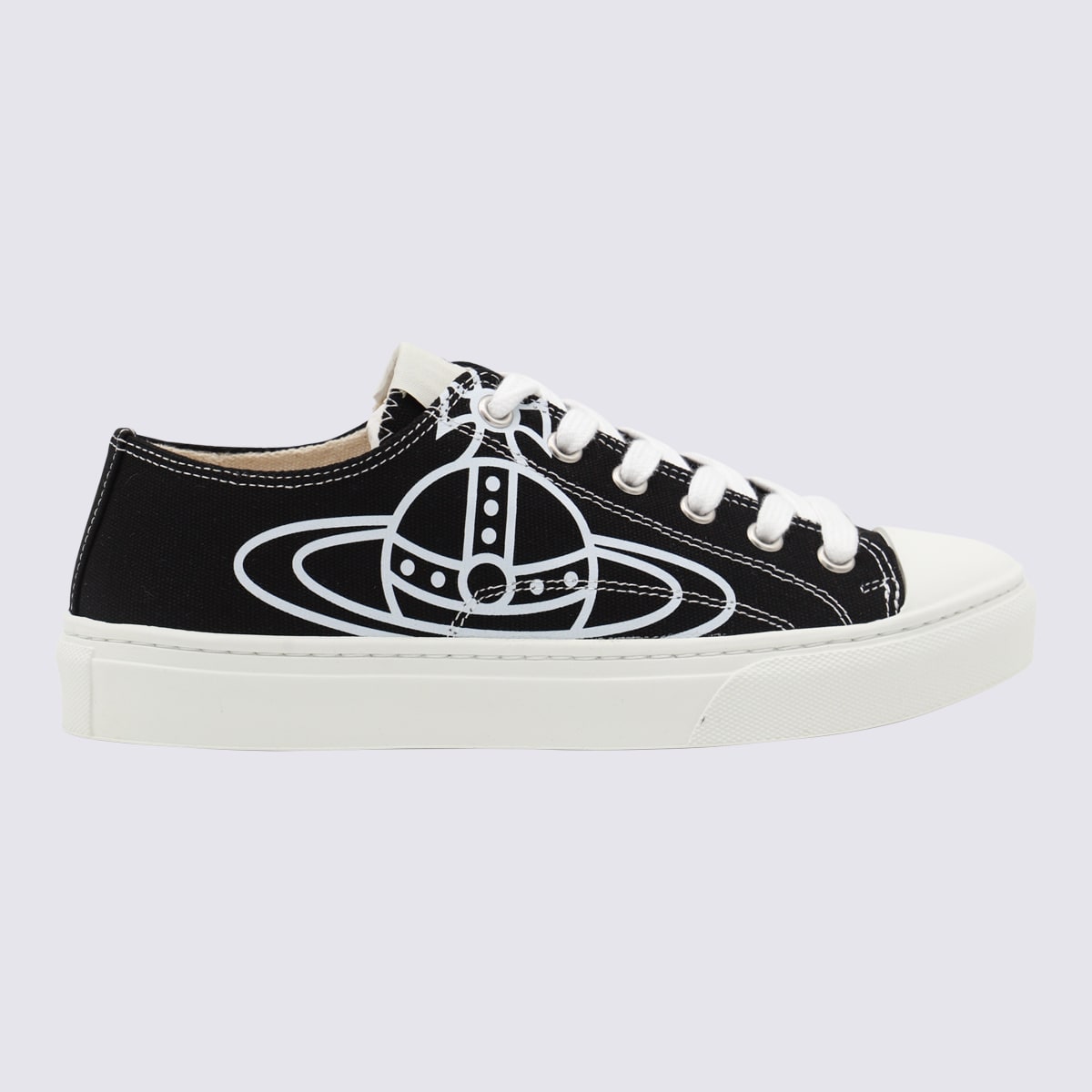 Shop Vivienne Westwood Black And White Cotton Sneakers