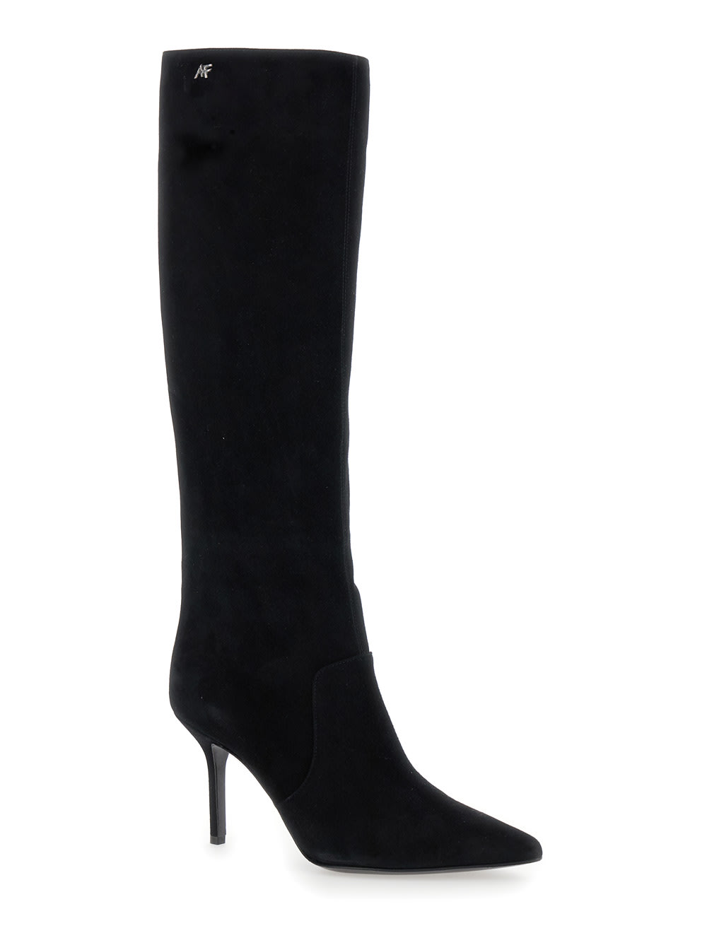 Shop Alberta Ferretti Black Boots With Logo Detail In Suede Woman