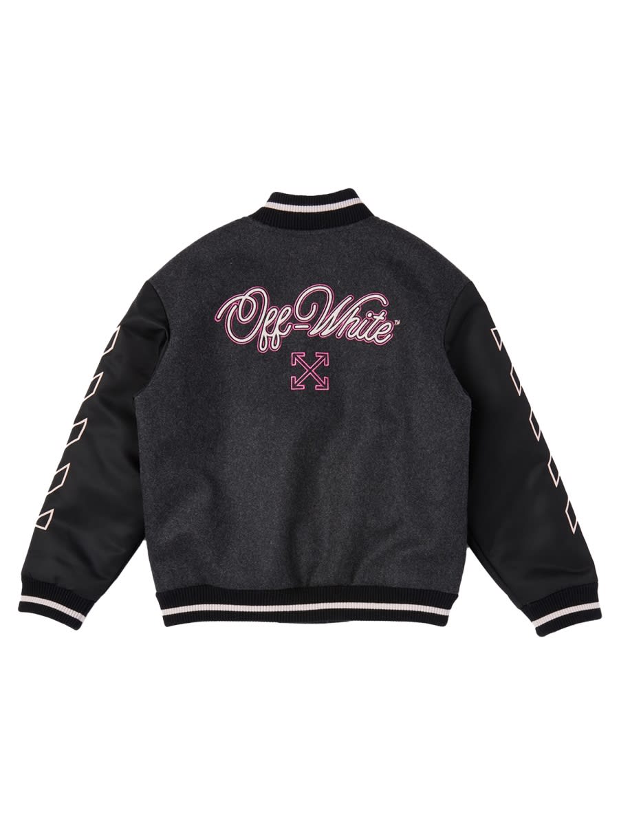 Off-white Patch Varsity Jacket In Gray