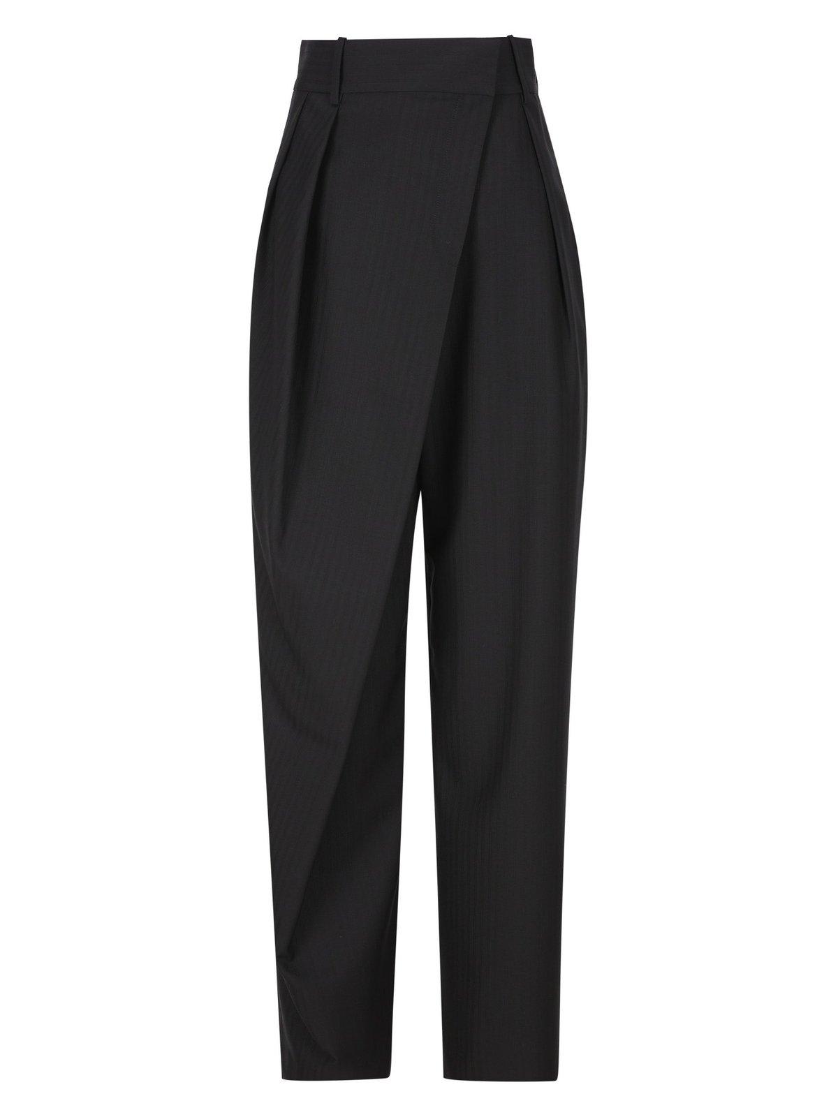 Shop Loewe Pinstriped Pleated Trousers In Black