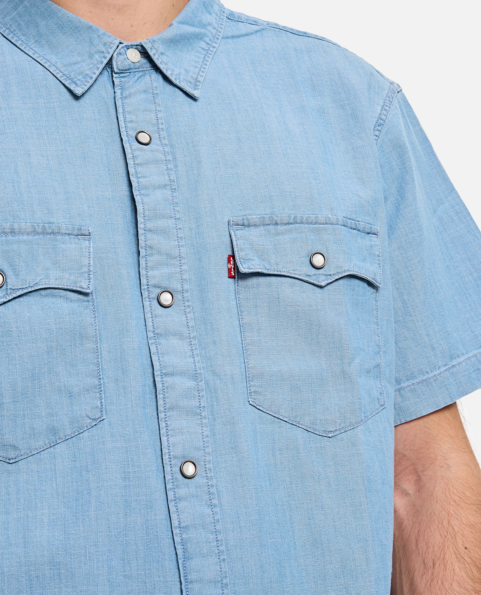 Levi's Short Sleeves Relaxed Fit Western In Clear Blue