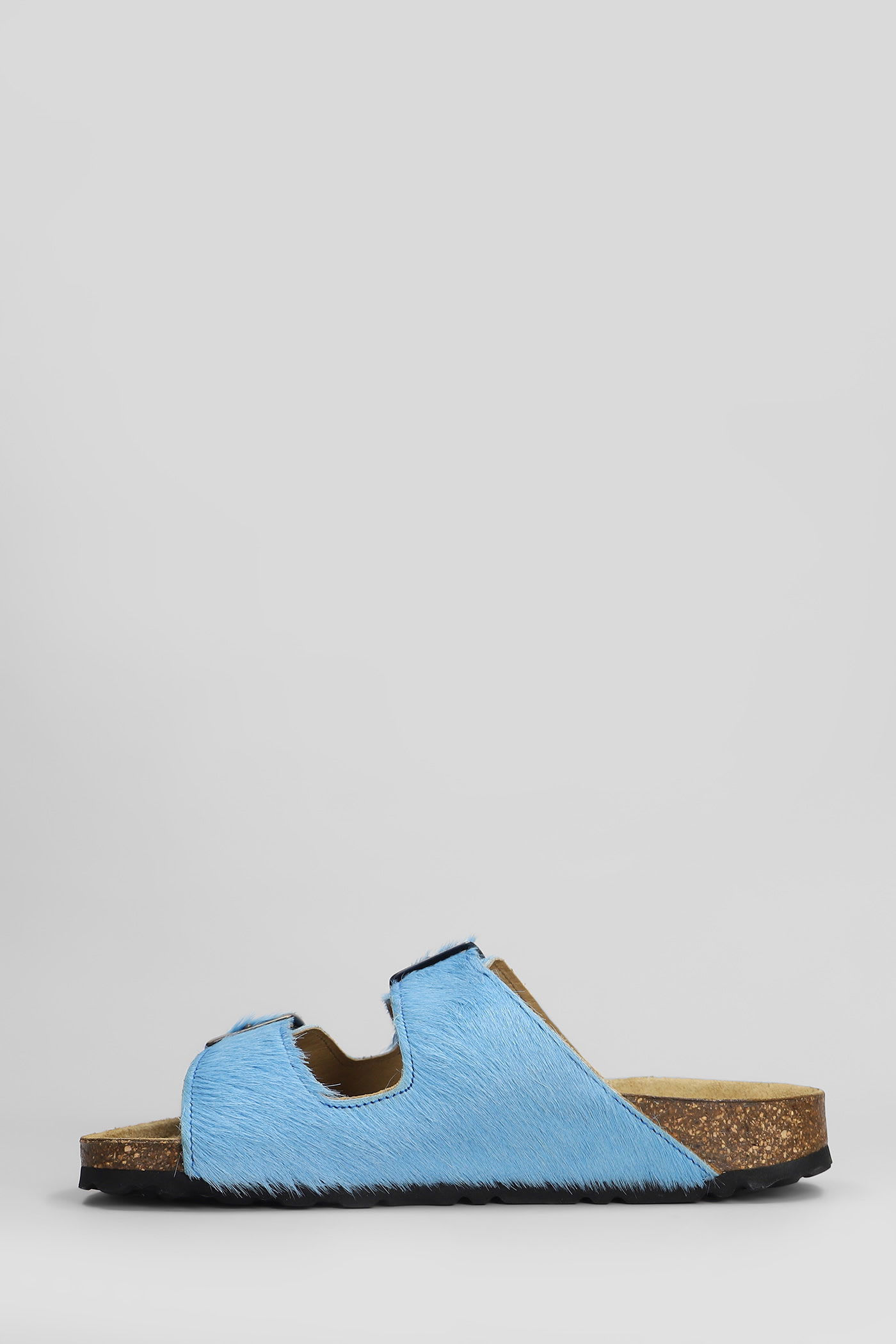Cubanas Amalia Flats In Cyan Pony Skin In Blue