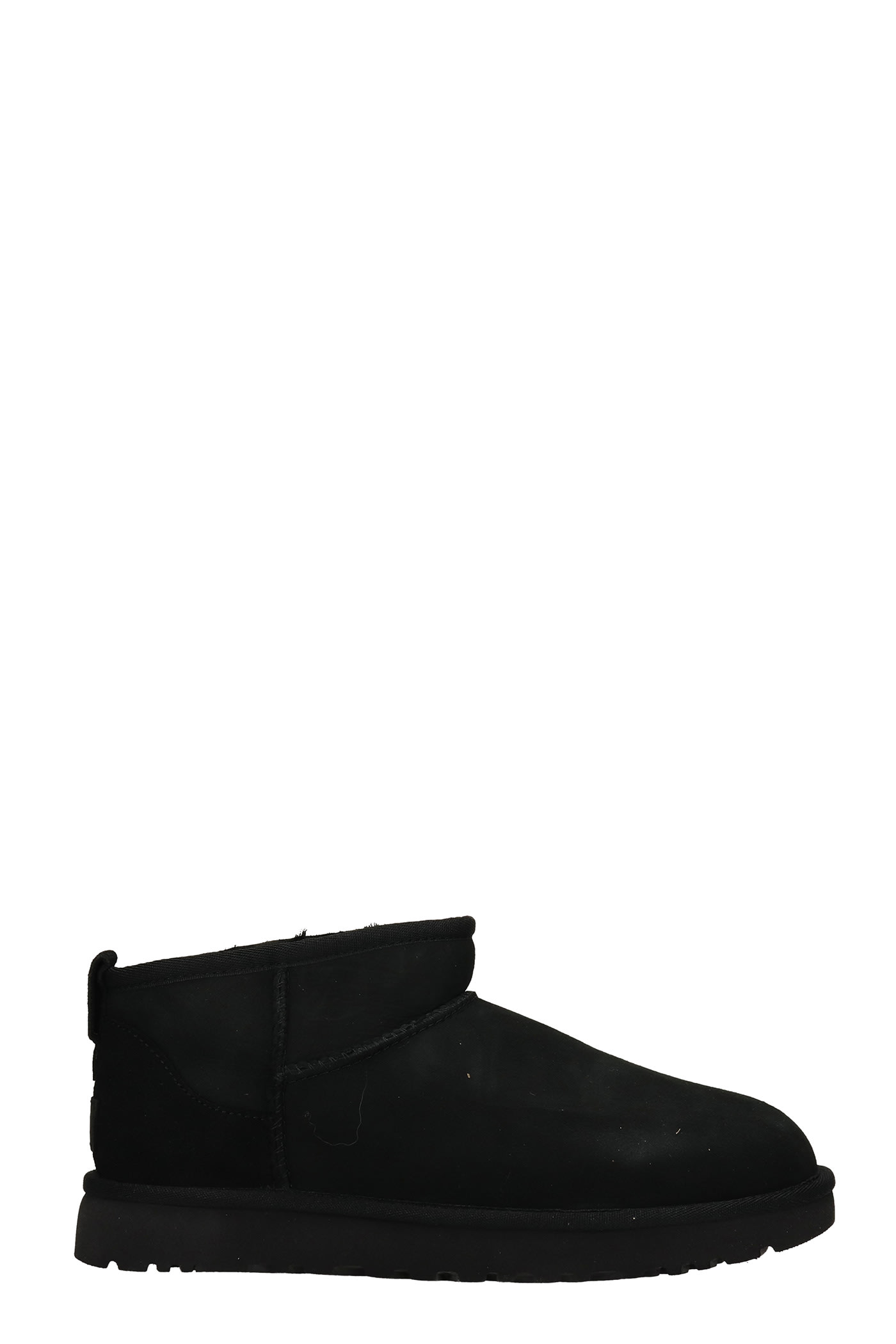 UGG Classic Ultra Low Heels Ankle Boots In Black Suede