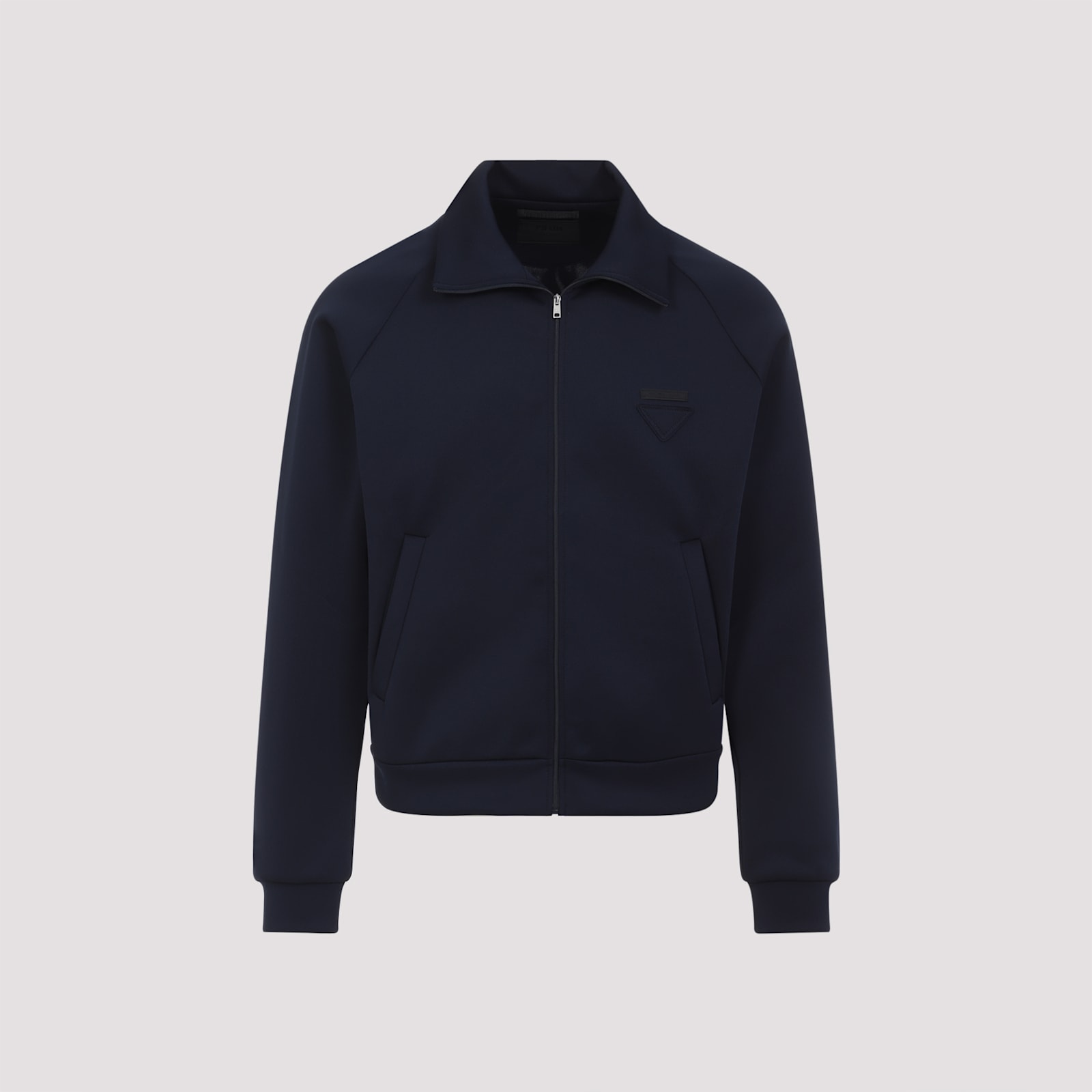Prada Tech Fabric Sweatshirt With Raglan Sleeves In Blue