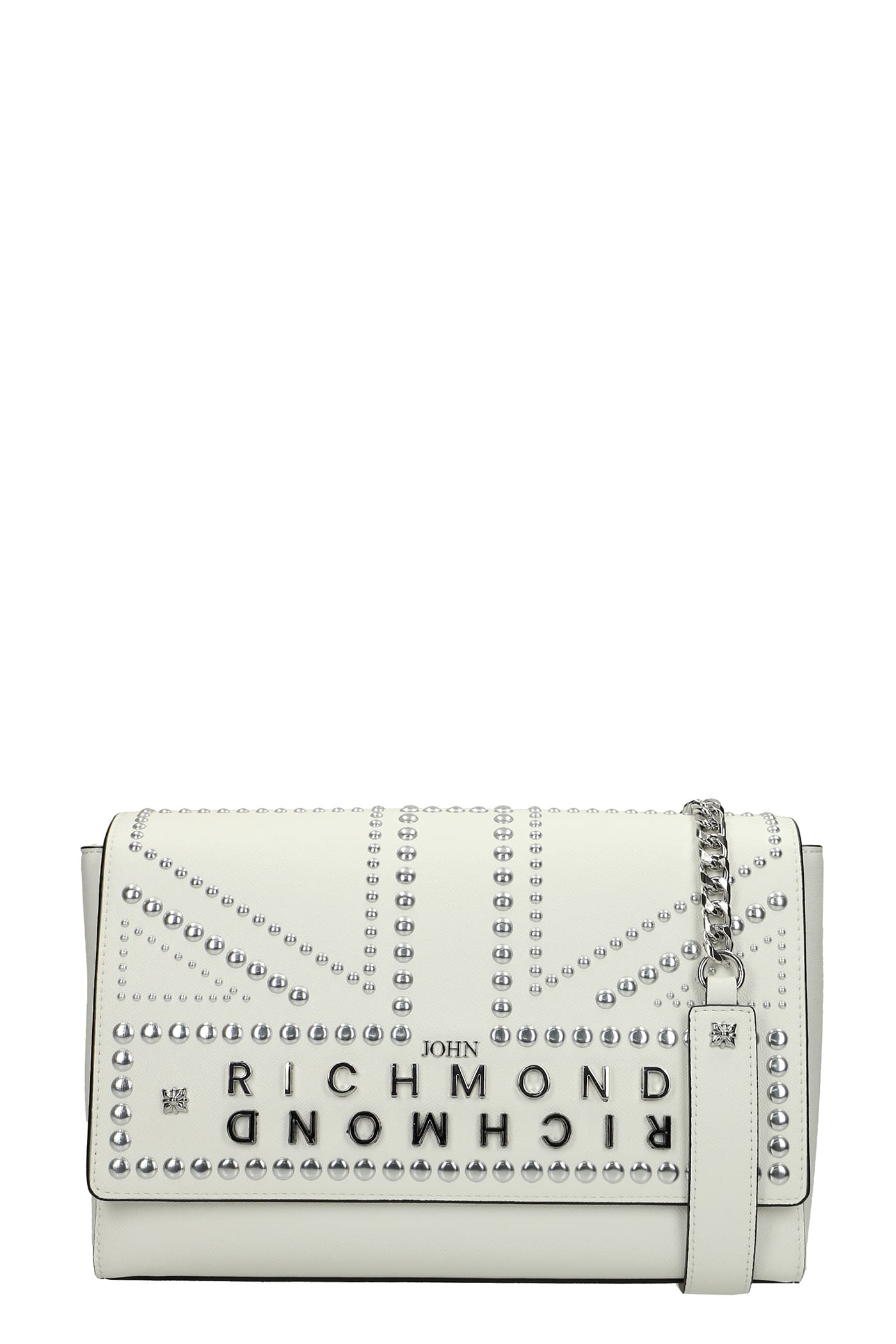 John Richmond Reshef Shoulder Bag In White Faux Leather