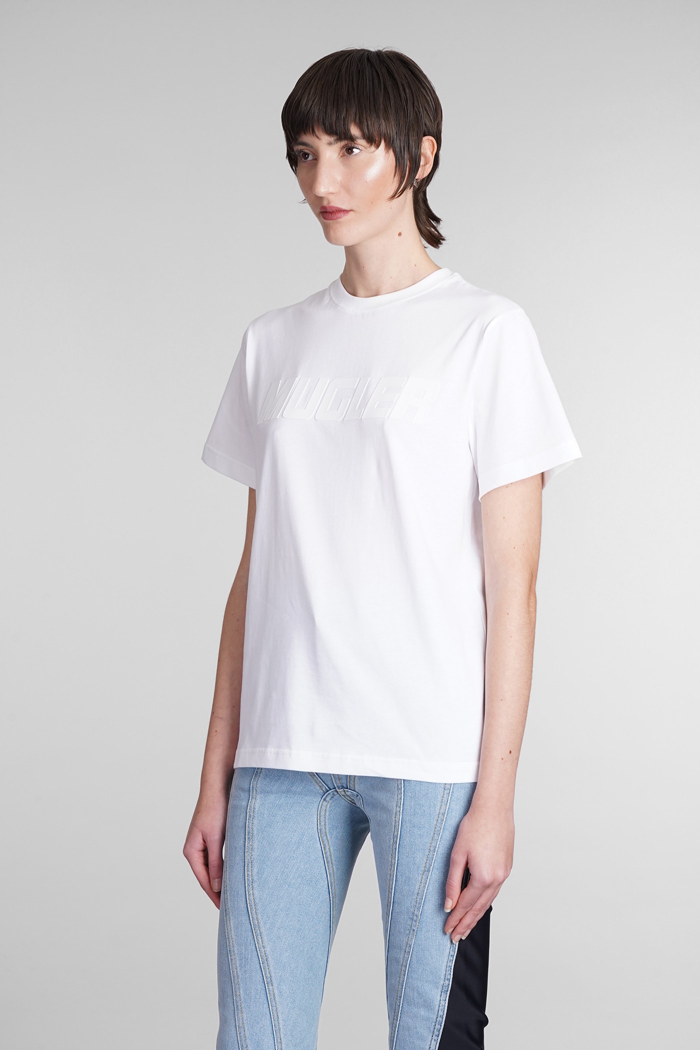 Shop Mugler T-shirt In White Cotton