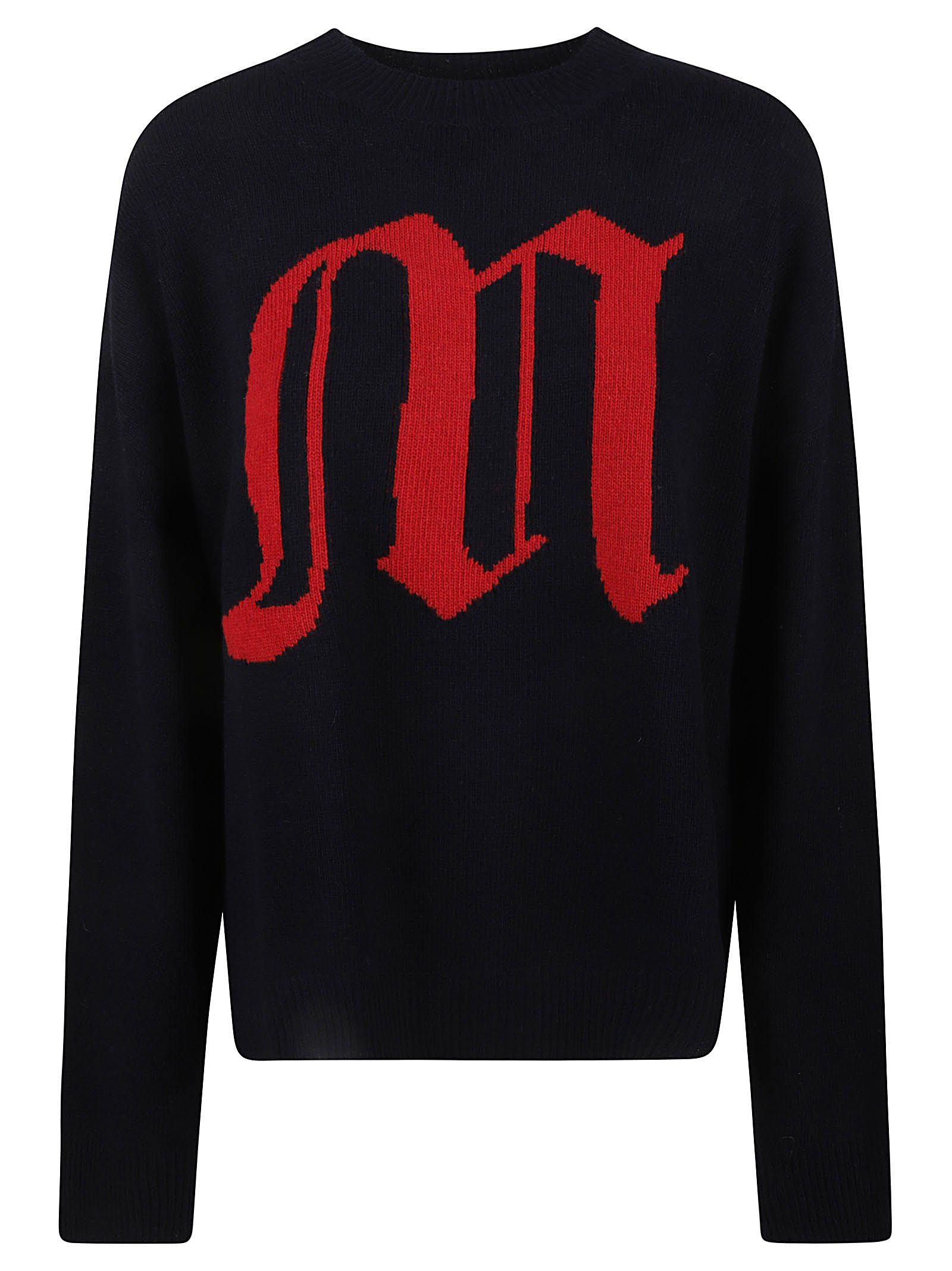 MSGM 77 LOGO EMBROIDERED KNIT SWEATER