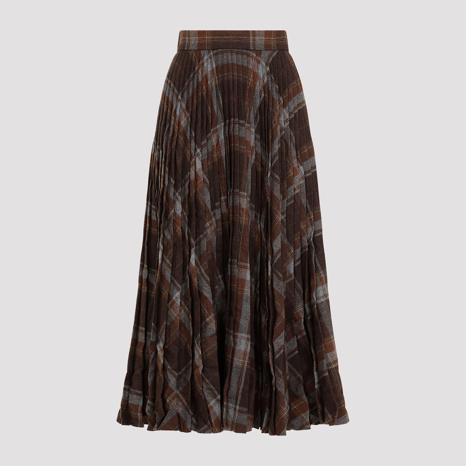 Shop Balenciaga Creased Pleated Skirt In Brown