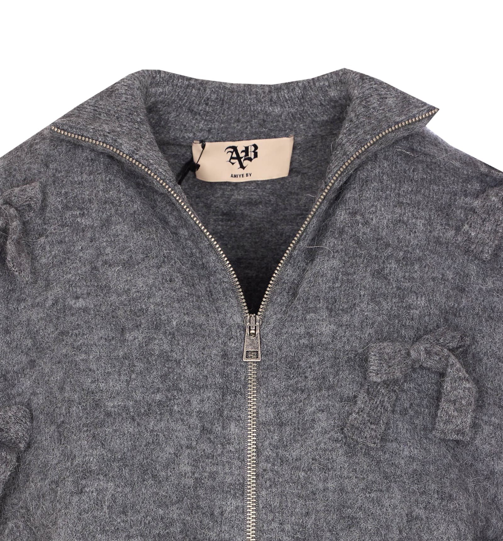 Aniye By Holly Knit Zip-up Casual Jacket In Gray