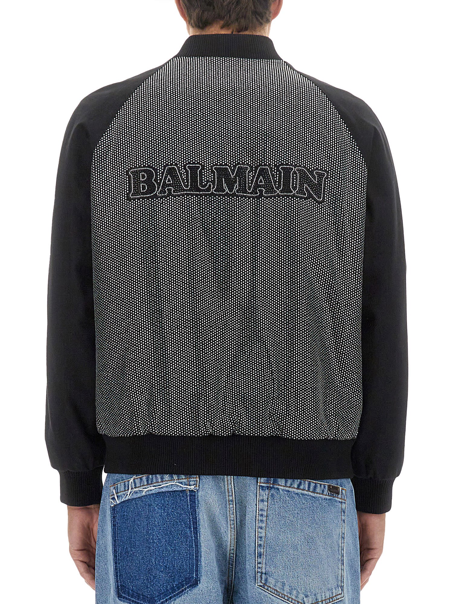 Balmain Bomber Jacket With Logo In Multicolor