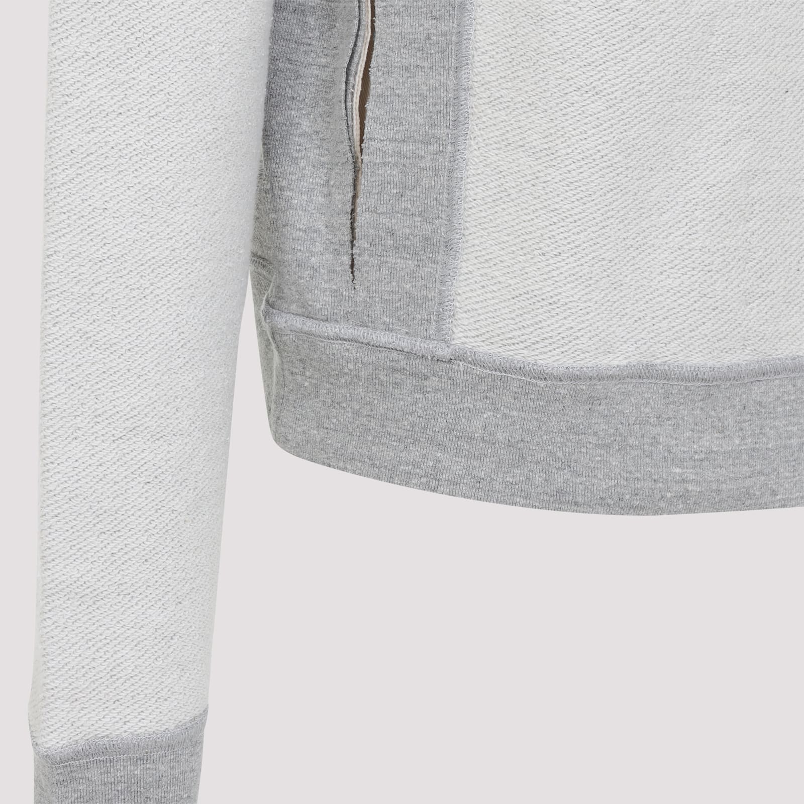 Maison Margiela Cotton Hoodie With Pointed Collar And Side Pockets In M Grey Melange