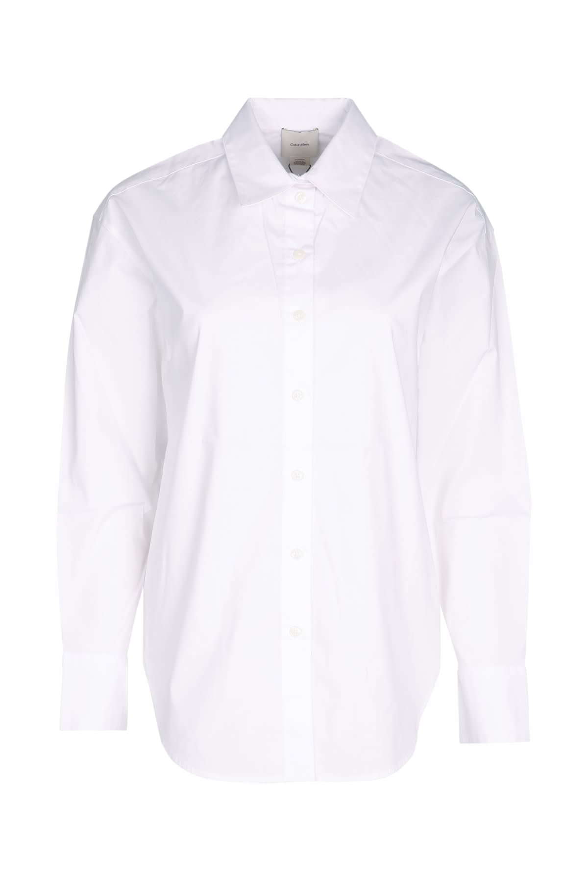 Calvin Klein Stretch Poplin Relaxed Shirt In White