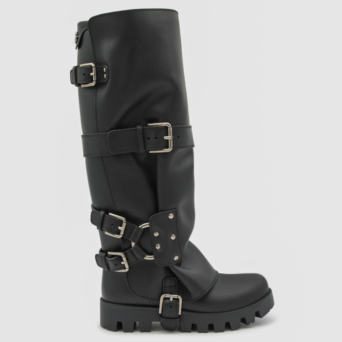 Dolce & Gabbana Rubber And Leather High Boots In Black