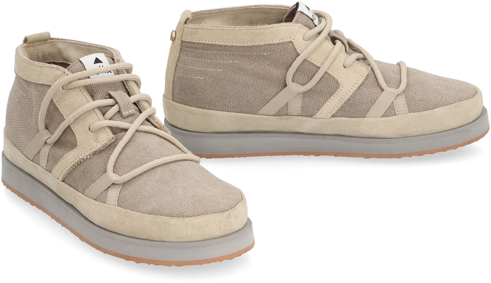 Volta Canvas Mid-top Sneakers In Beige