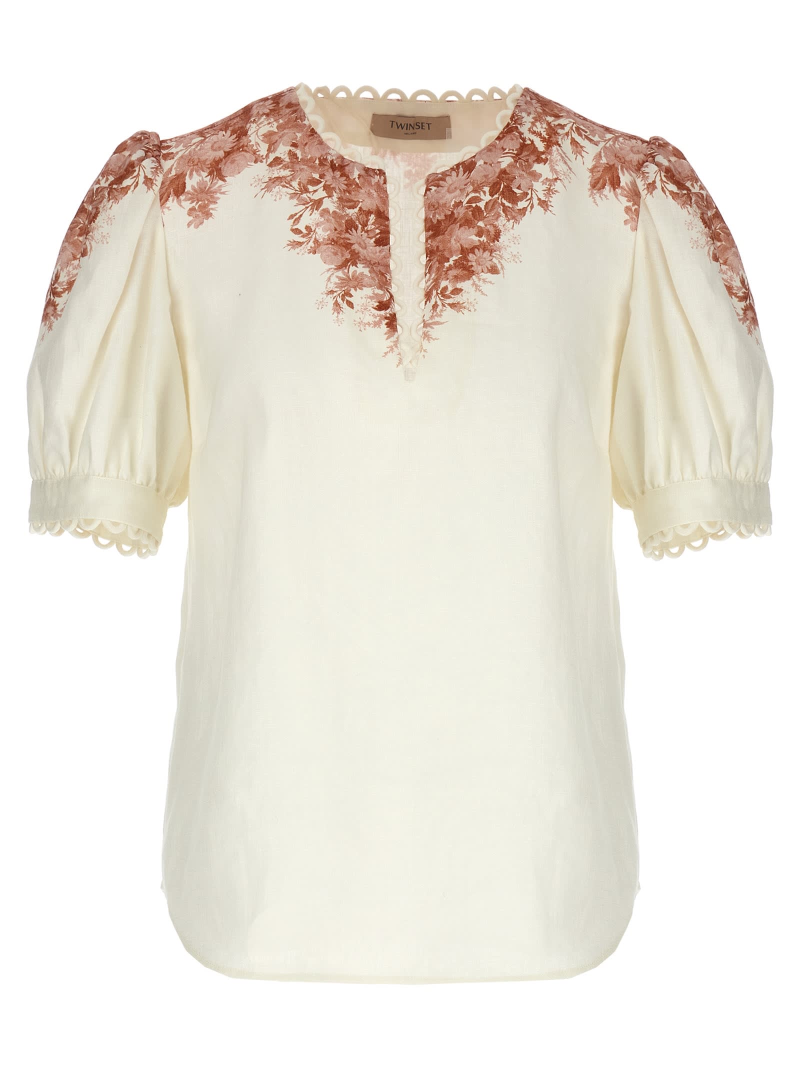 Shop Twinset Toile Blouse In Neutrals