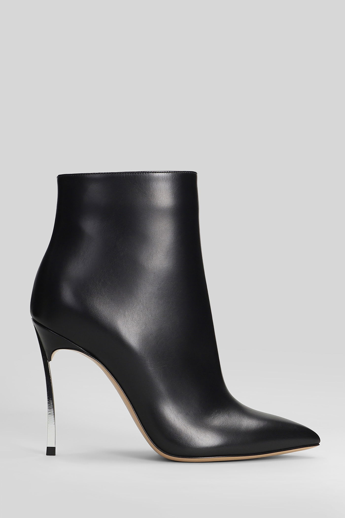 Casadei Blade High Heels Ankle Boots In Black Leather In Black