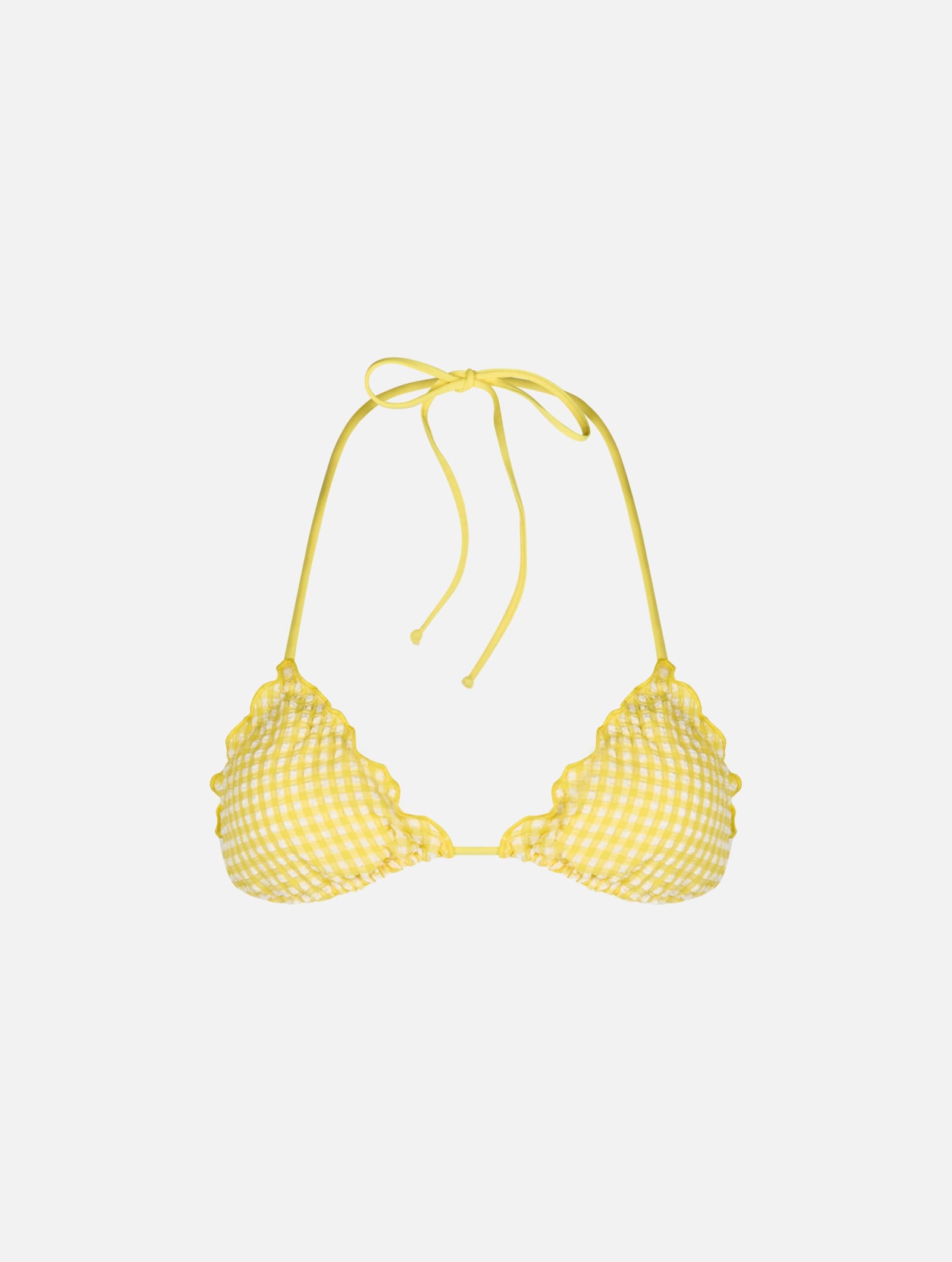 Mc2 Saint Barth Sagittarius Seersucker Bikini Top In Yellow