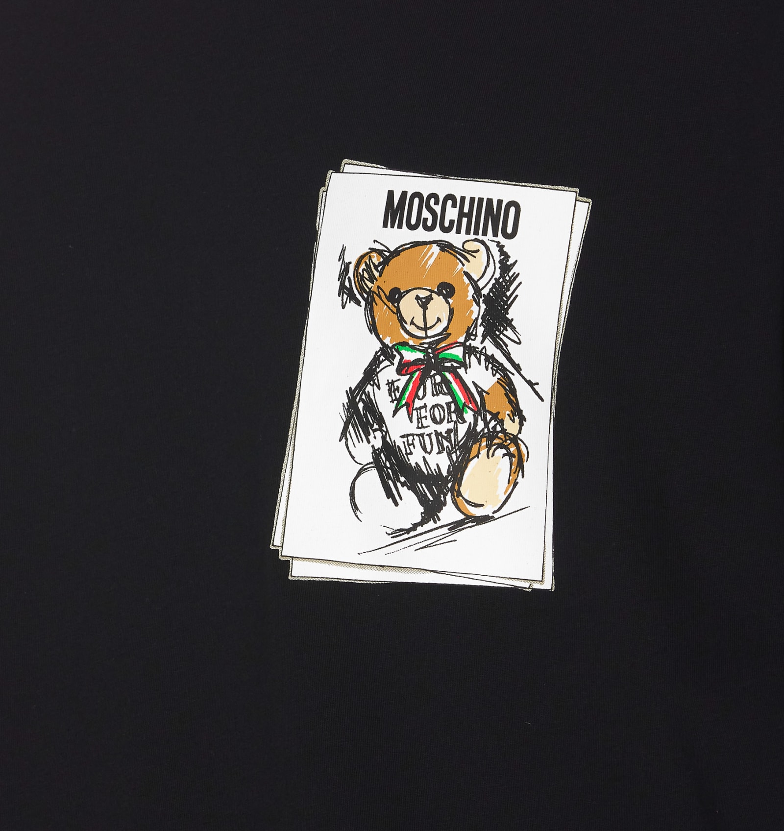 Shop Moschino Drawn Teddy Bear T-shirt In Black