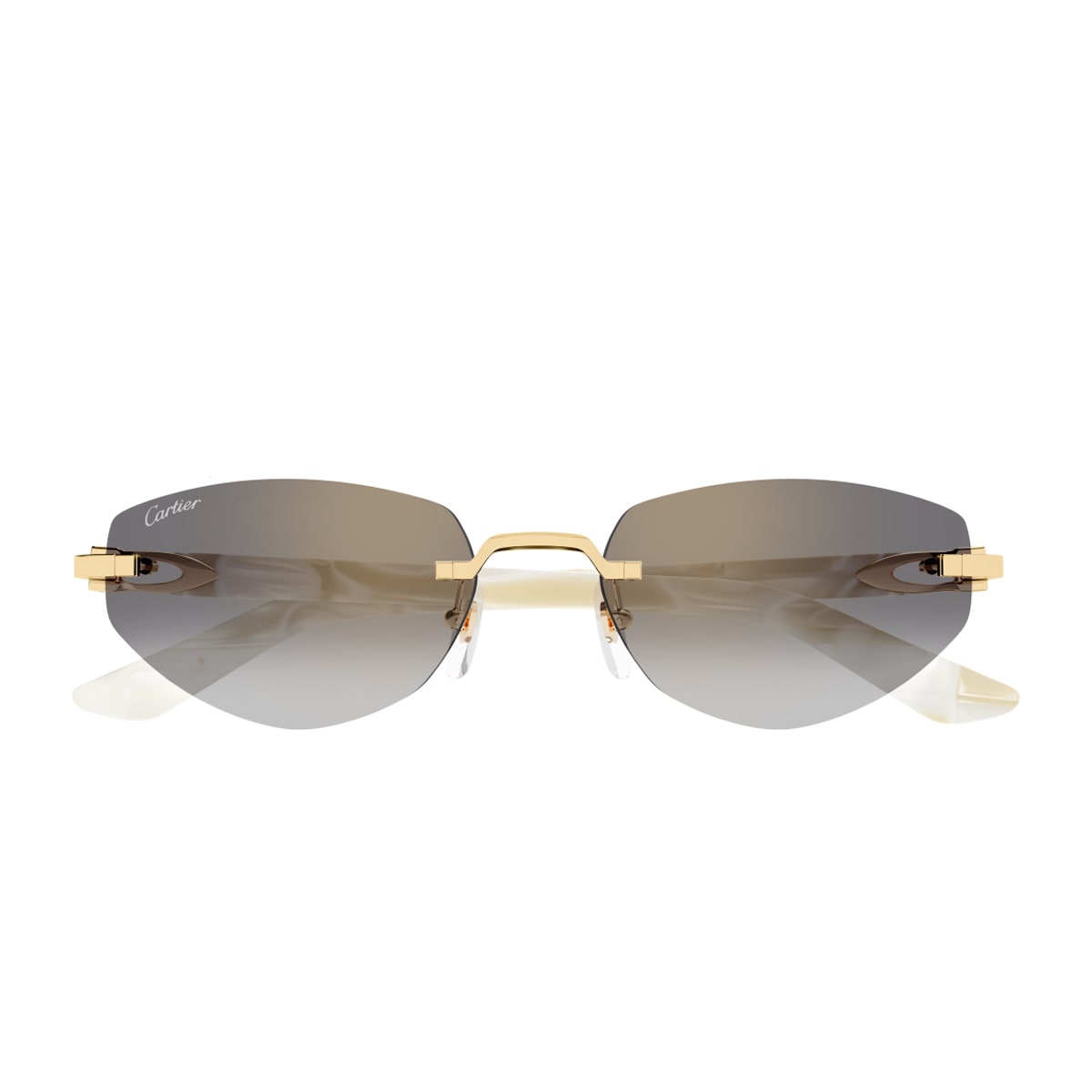 Cartier Decor C Rimless Metal Oval Sunglasses In Gold