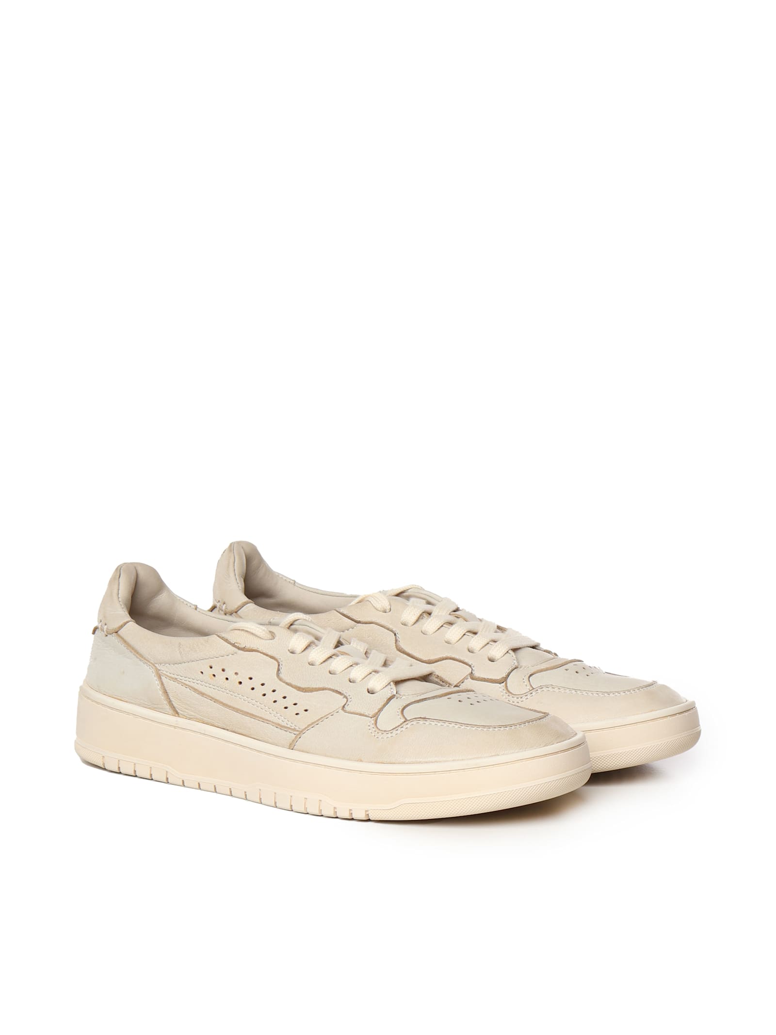 Eleventy Leather Sneakers In Sabbia
