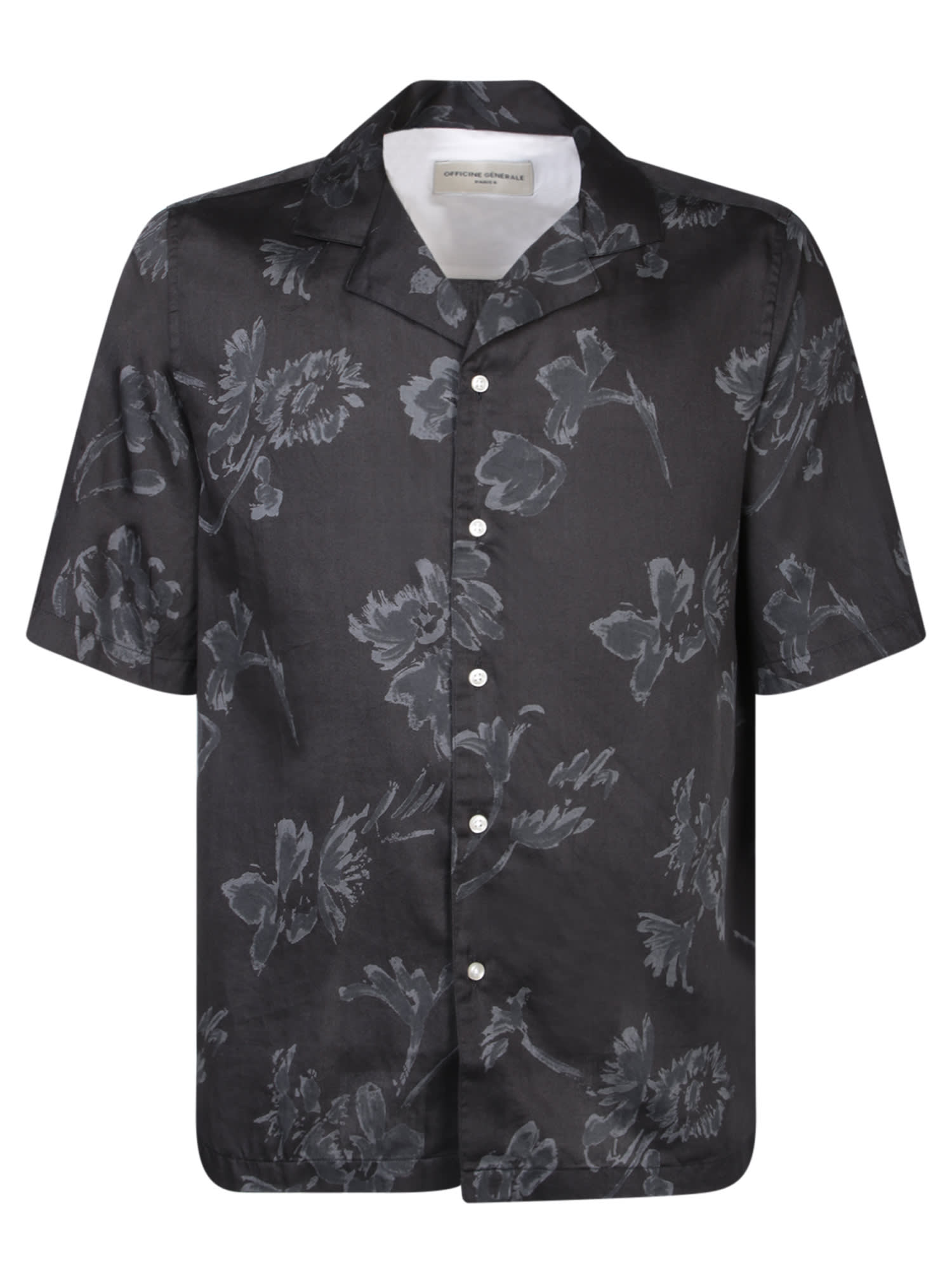 Shop Officine Generale Short Sleeves Black/grey Shirt