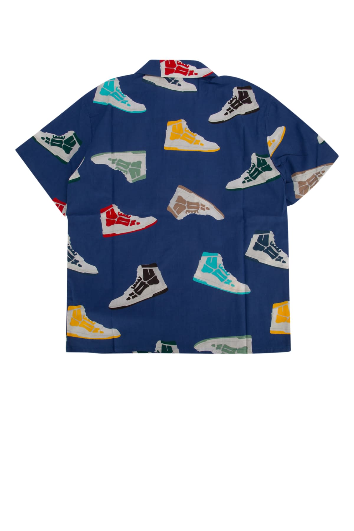 Amiri Boy's Skel Top Button Down Shirt In Bluesilktw