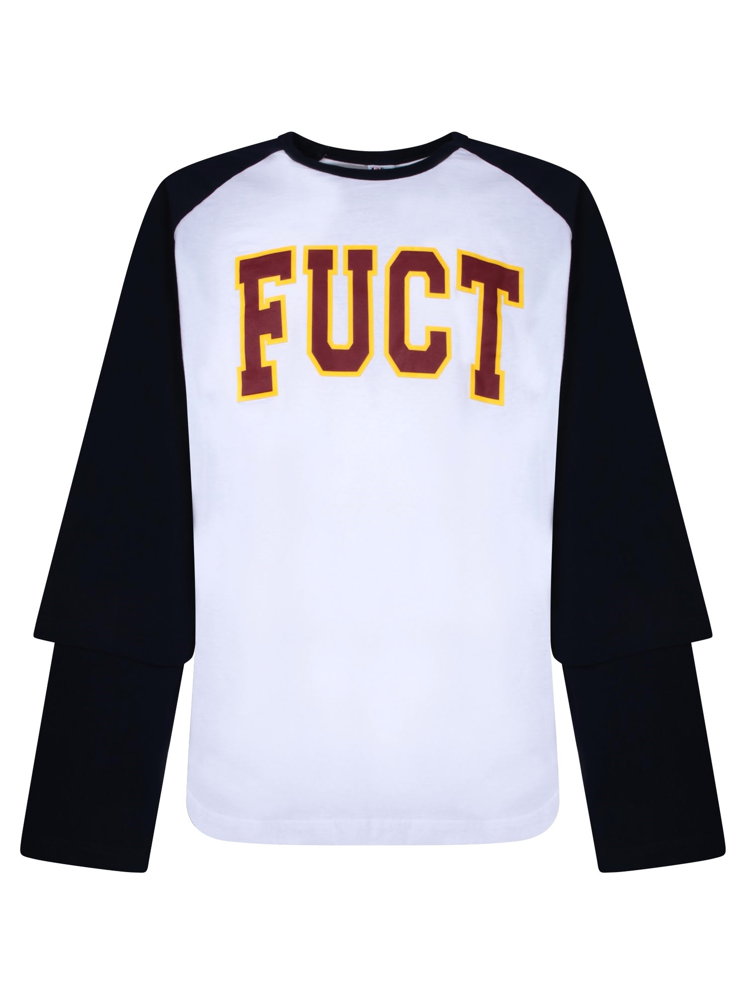 Shop Fuct Double-sleeve Baseball Blue T-shirt In White