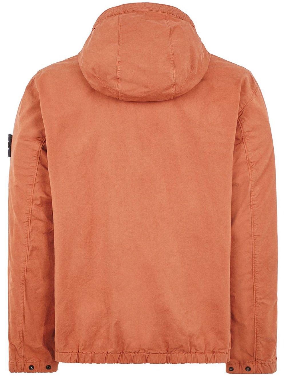 Shop Stone Island Logo Patch Hoooded Drawstring Jacket In Rosso