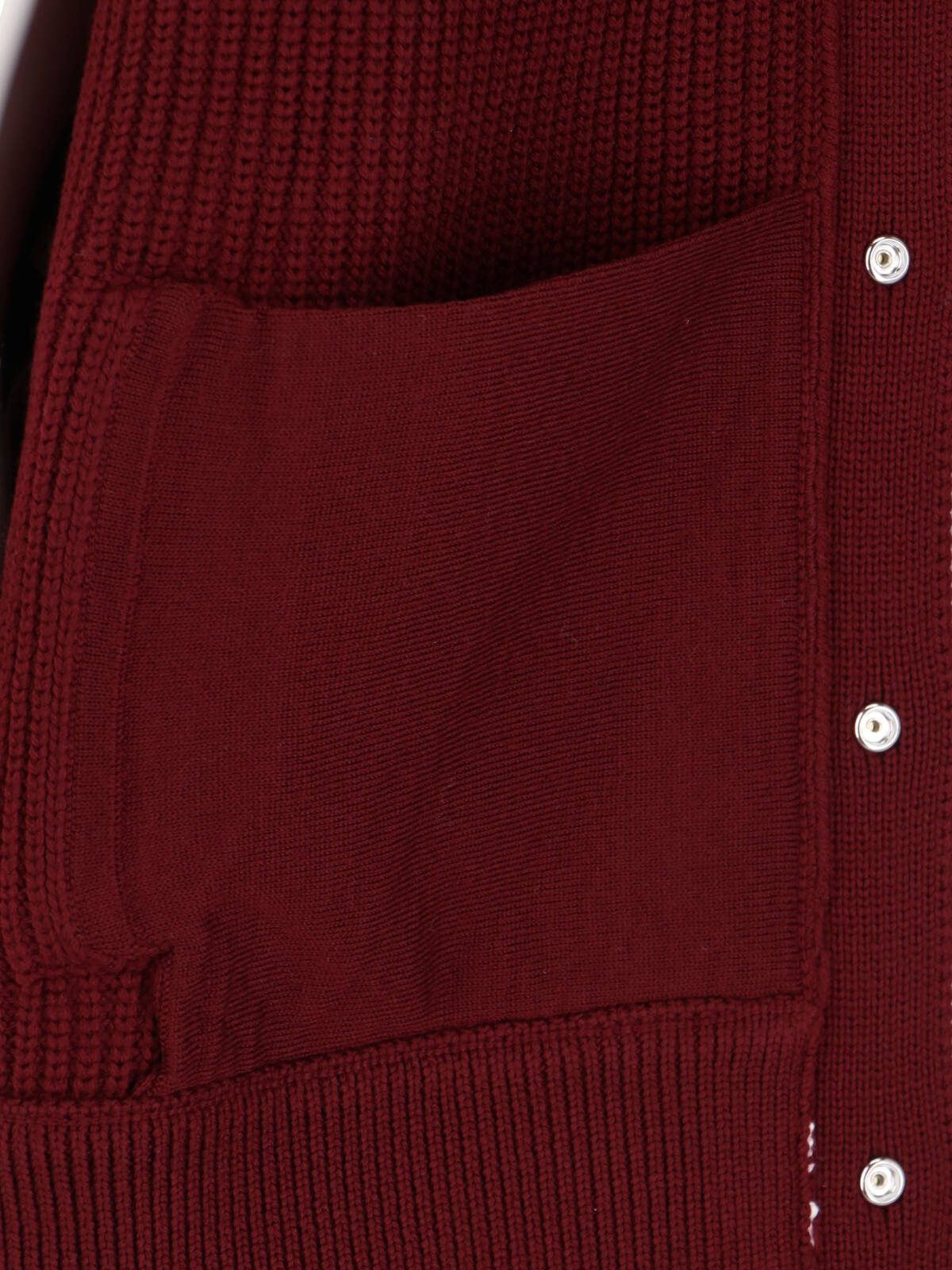 Gucci Wool Cardigan With Front Pockets And Ribbed Texture In Burgundy