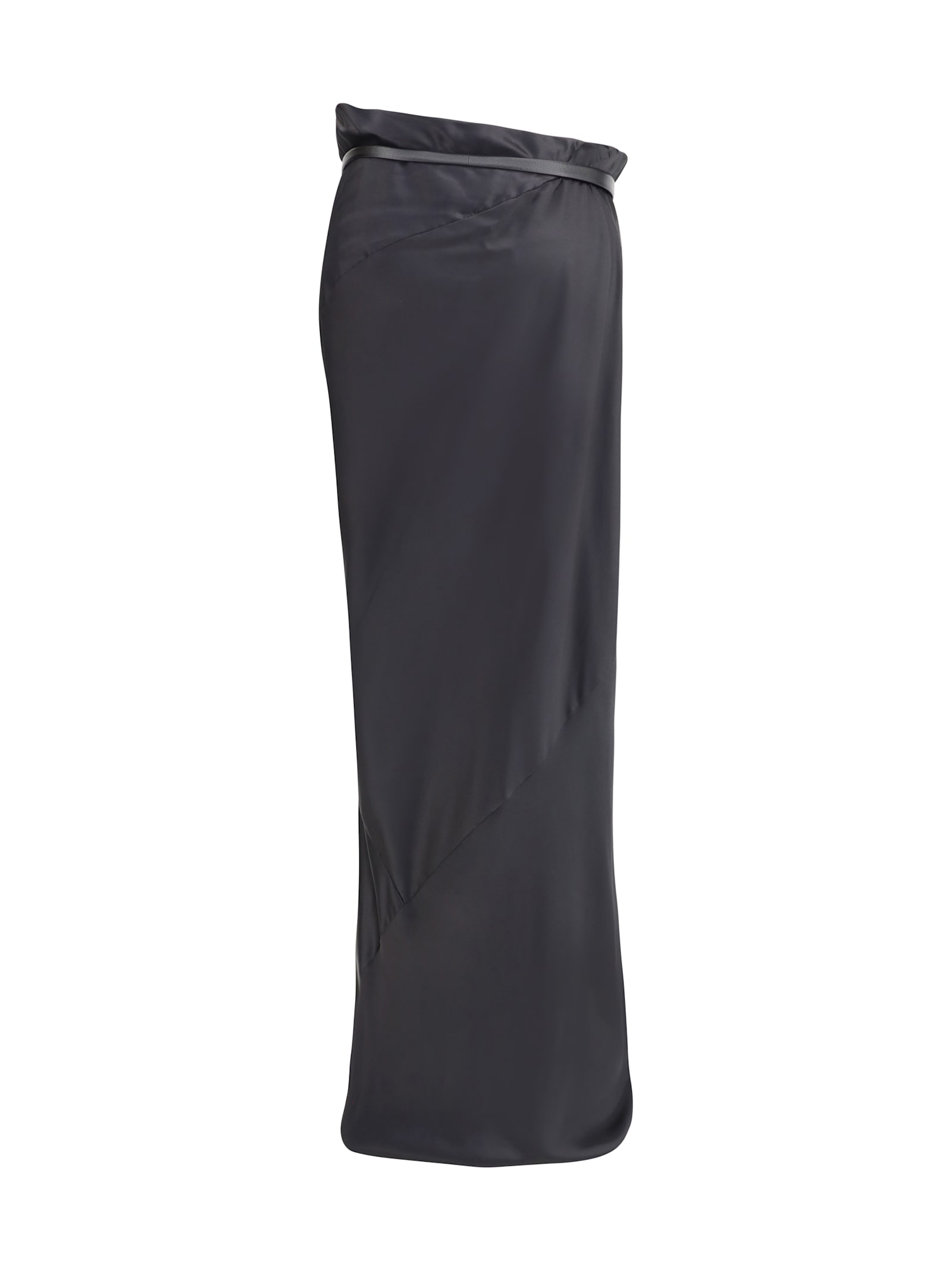 Tom Ford Silk Satin Long Skirt In Black