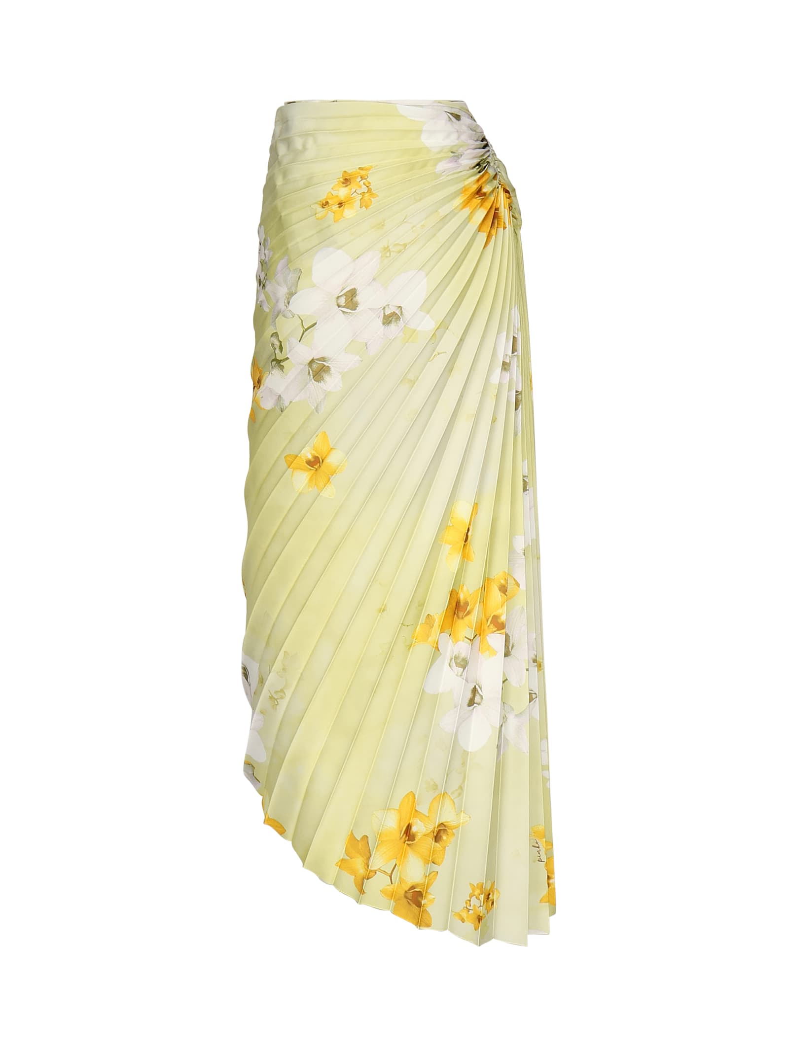 Pinko Floral Print Pleated Midi Skirt In Green
