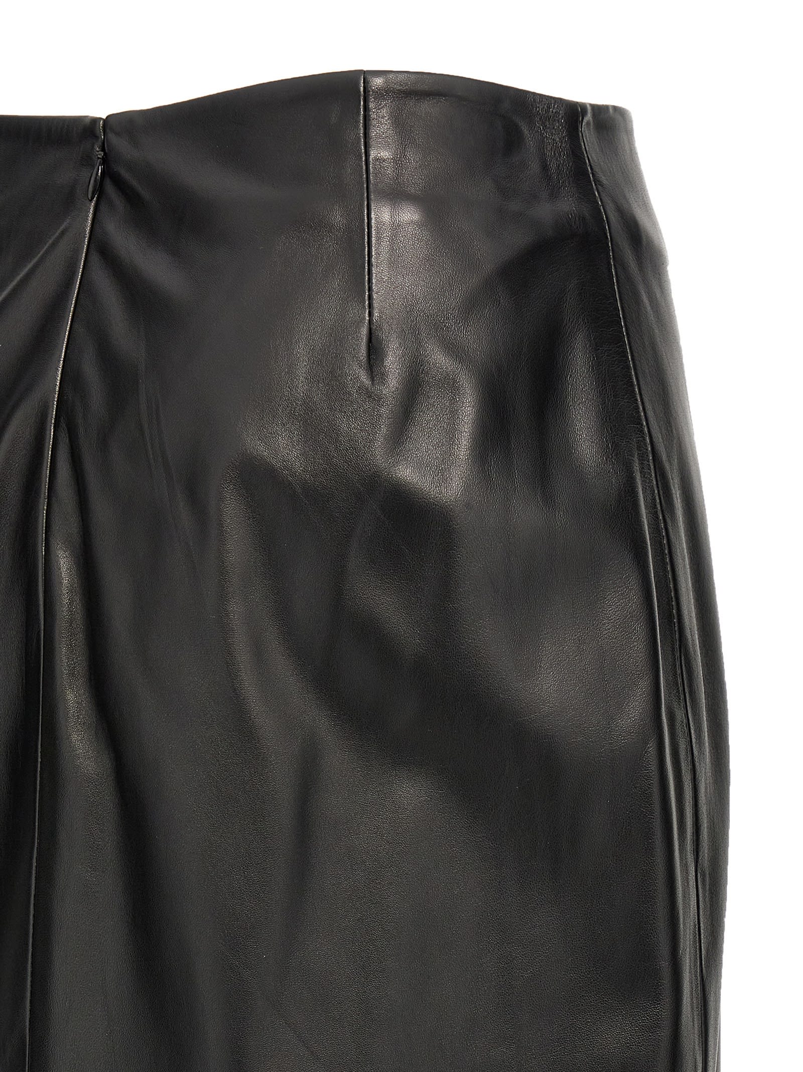 Loulou Studio Slit Leather Pencil Skirt In Black