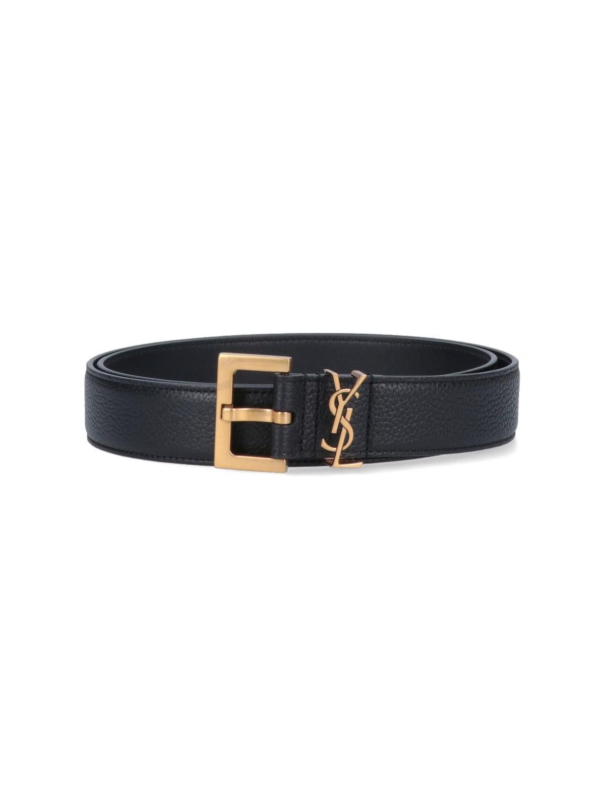 Saint Laurent Cassandre Belt In Nero