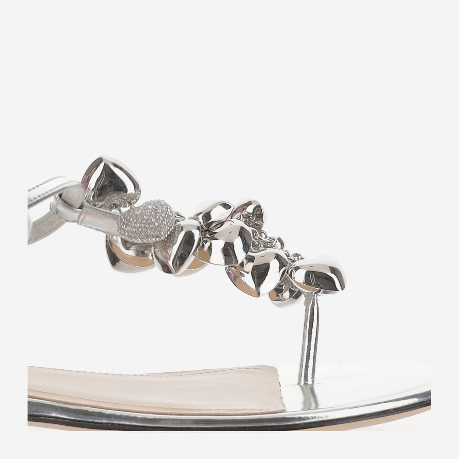 Mach & Mach Sandal With Metallic Decoration In Silver