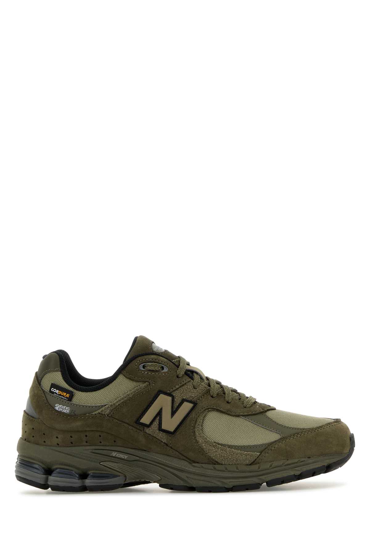 NEW BALANCE ARMY GREEN SUEDE AND MESH 2002R SNEAKERS 