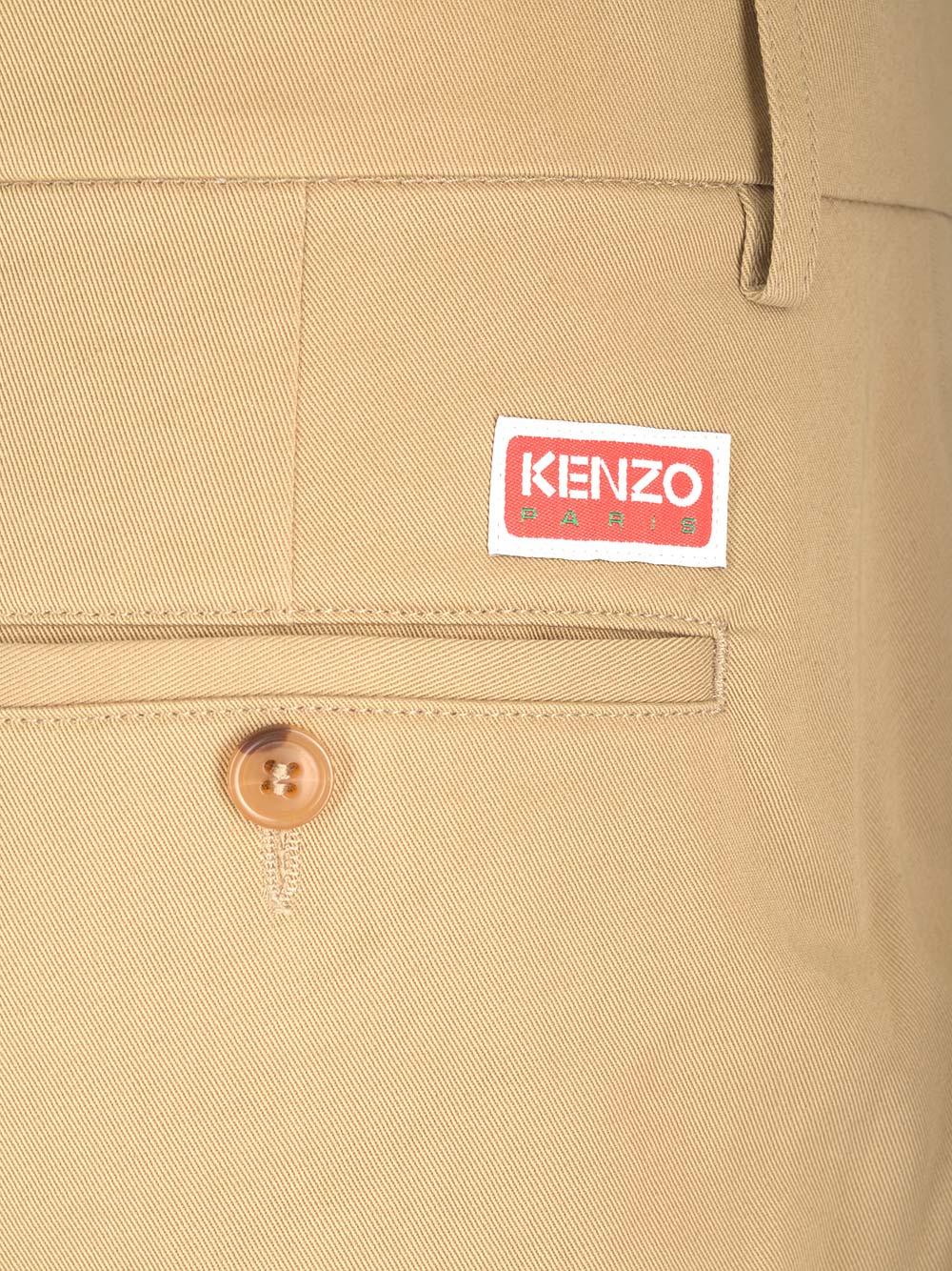 Shop Kenzo Cotton Trousers In Beige