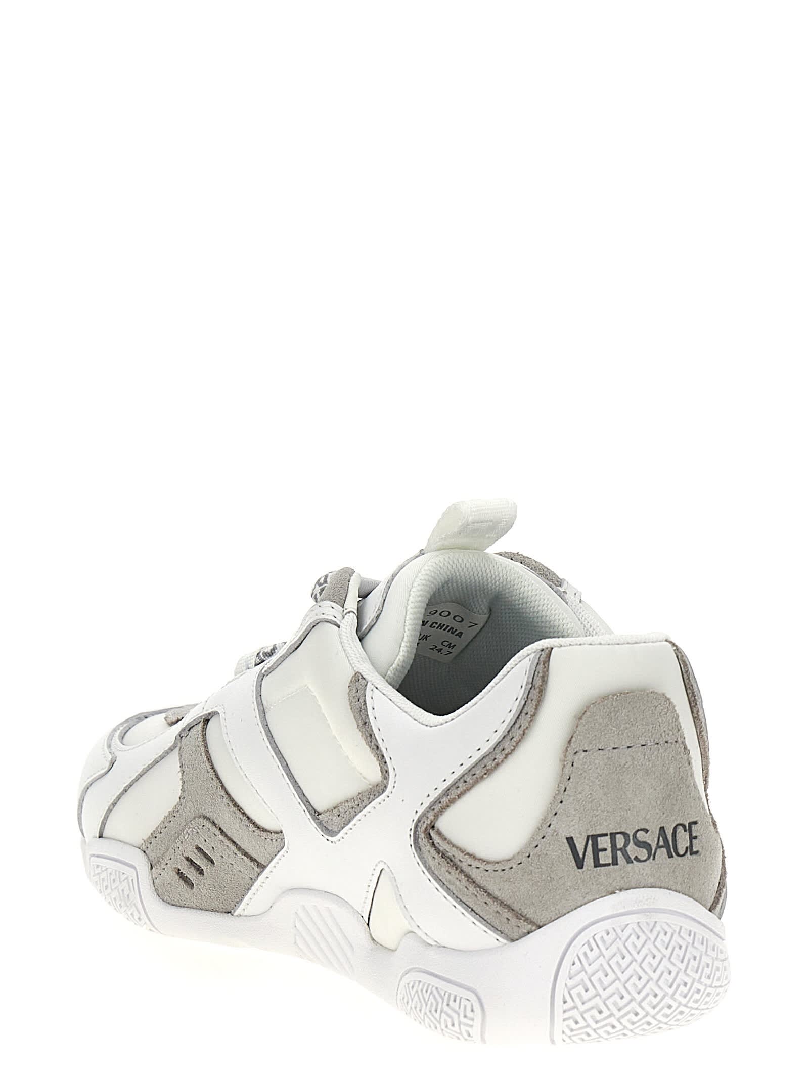 Versace Galaxia Suede-trimmed Leather Sneakers In White