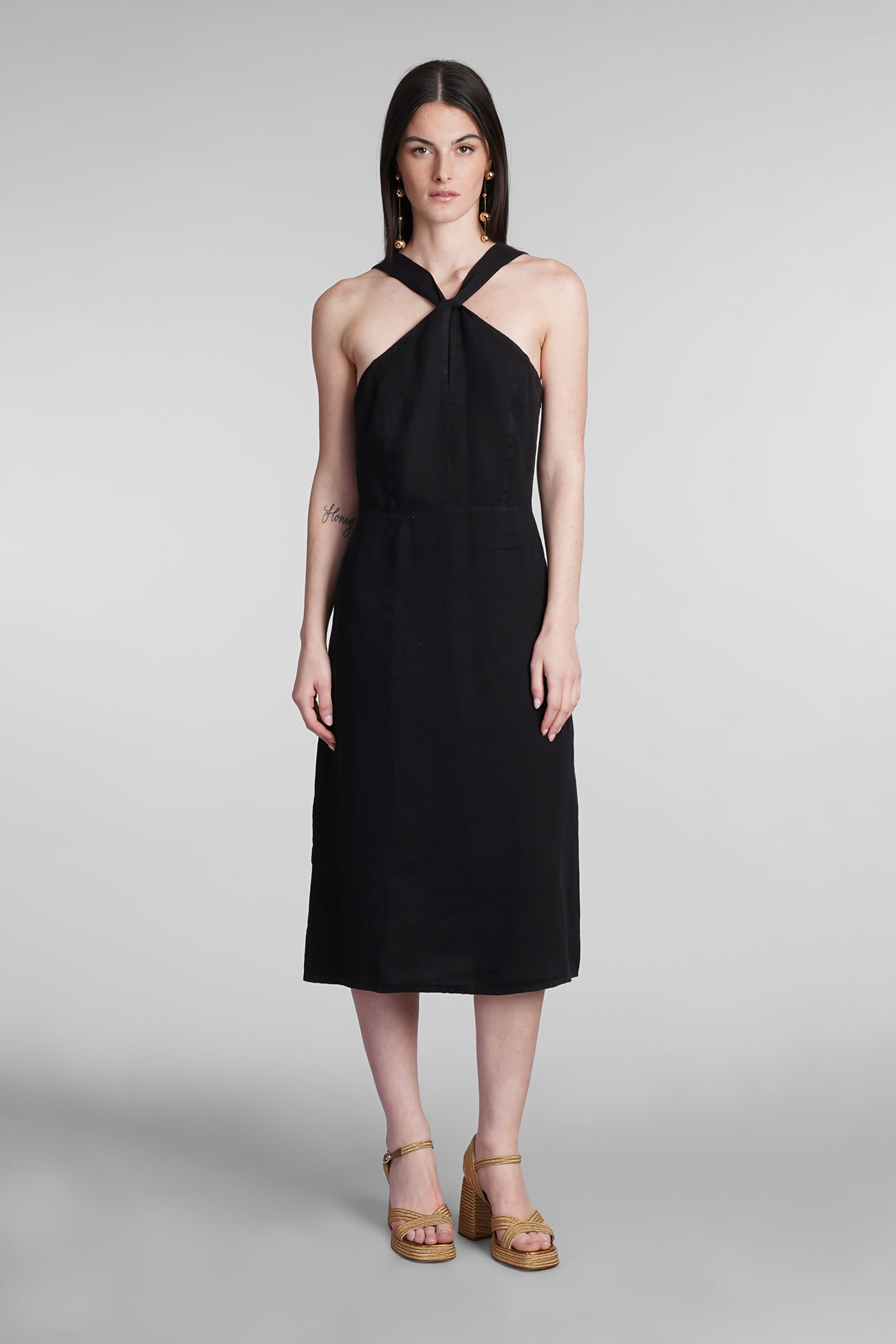 Shop 120% Lino Dress In Black Linen