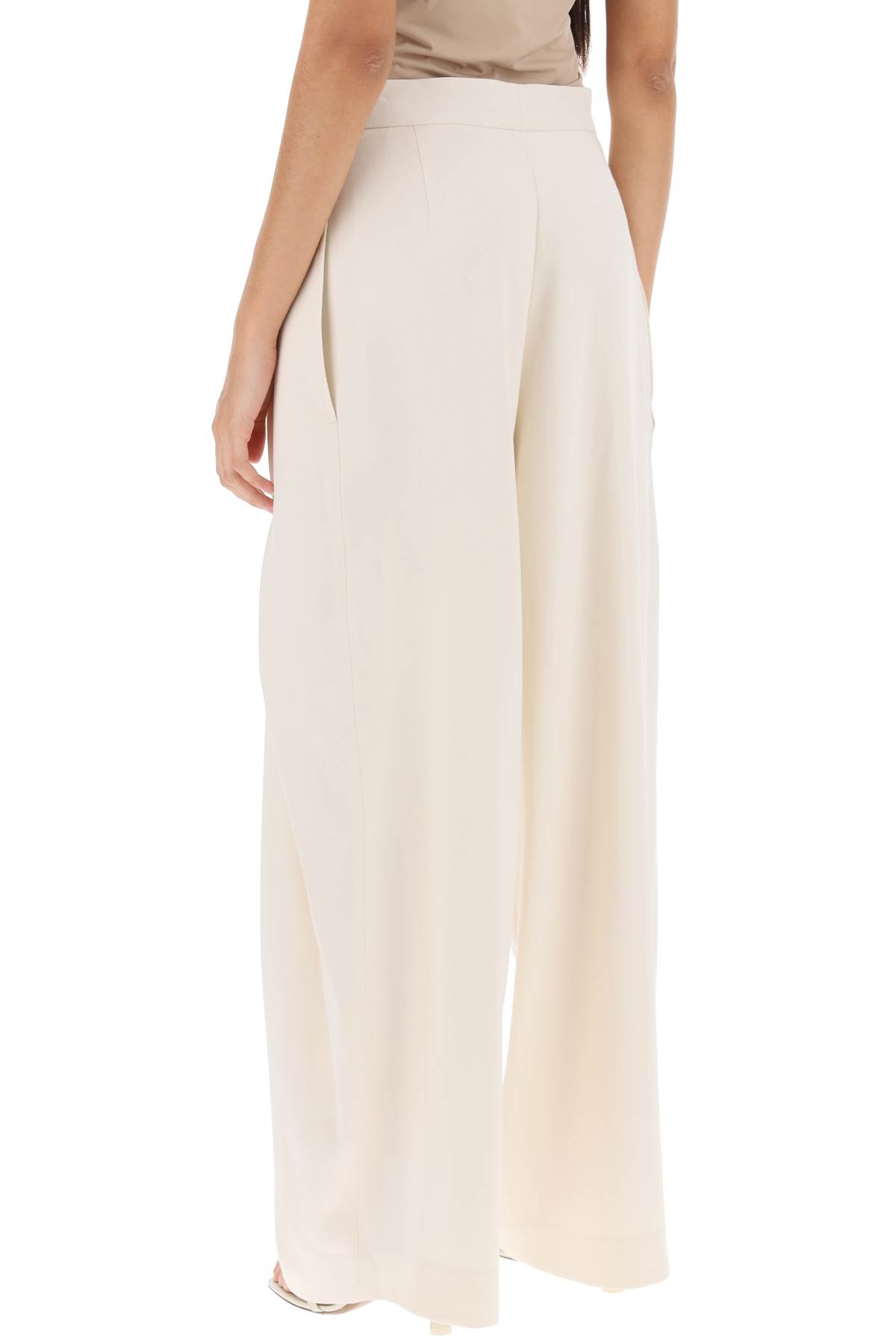 Shop Ami Alexandre Mattiussi Wide Fit Pants With Floating Panels In Ivory (white)