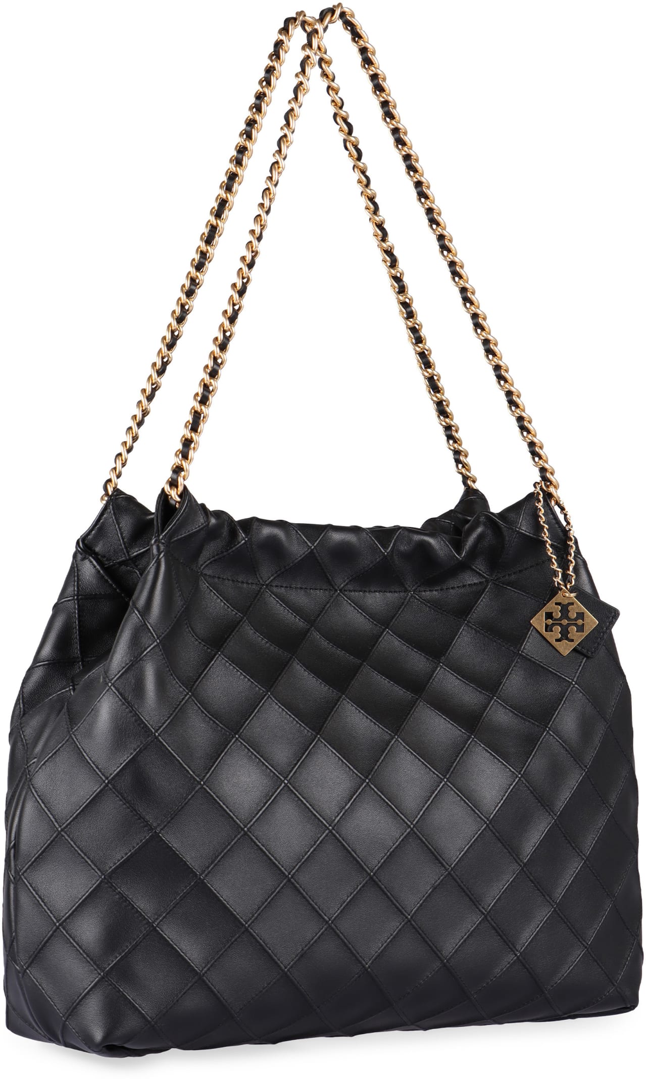 Shop Tory Burch Fleming Leather Bag In Black