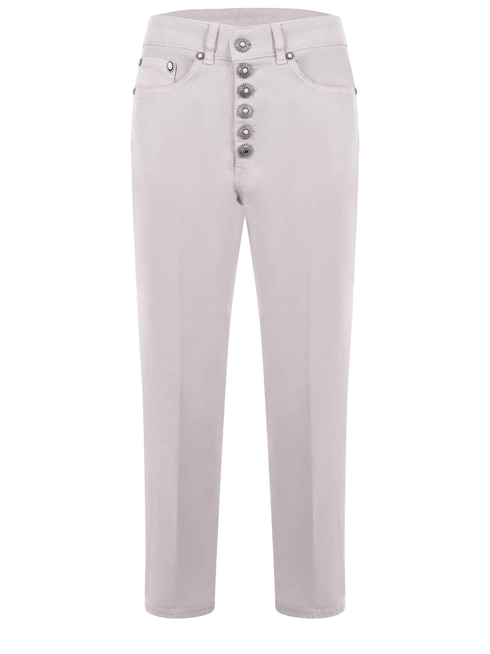 Dondup Cropped Cotton-blend Denim Jeans With Button Detailing