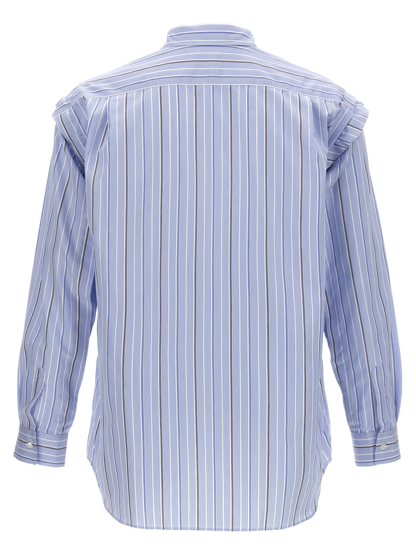 Shop Comme Des Garçons Shirt Unfinished Striped Shirt In Light Blue