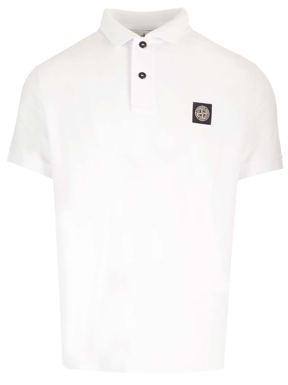 Shop Stone Island Polo Shirt Slim Fit In Bianco